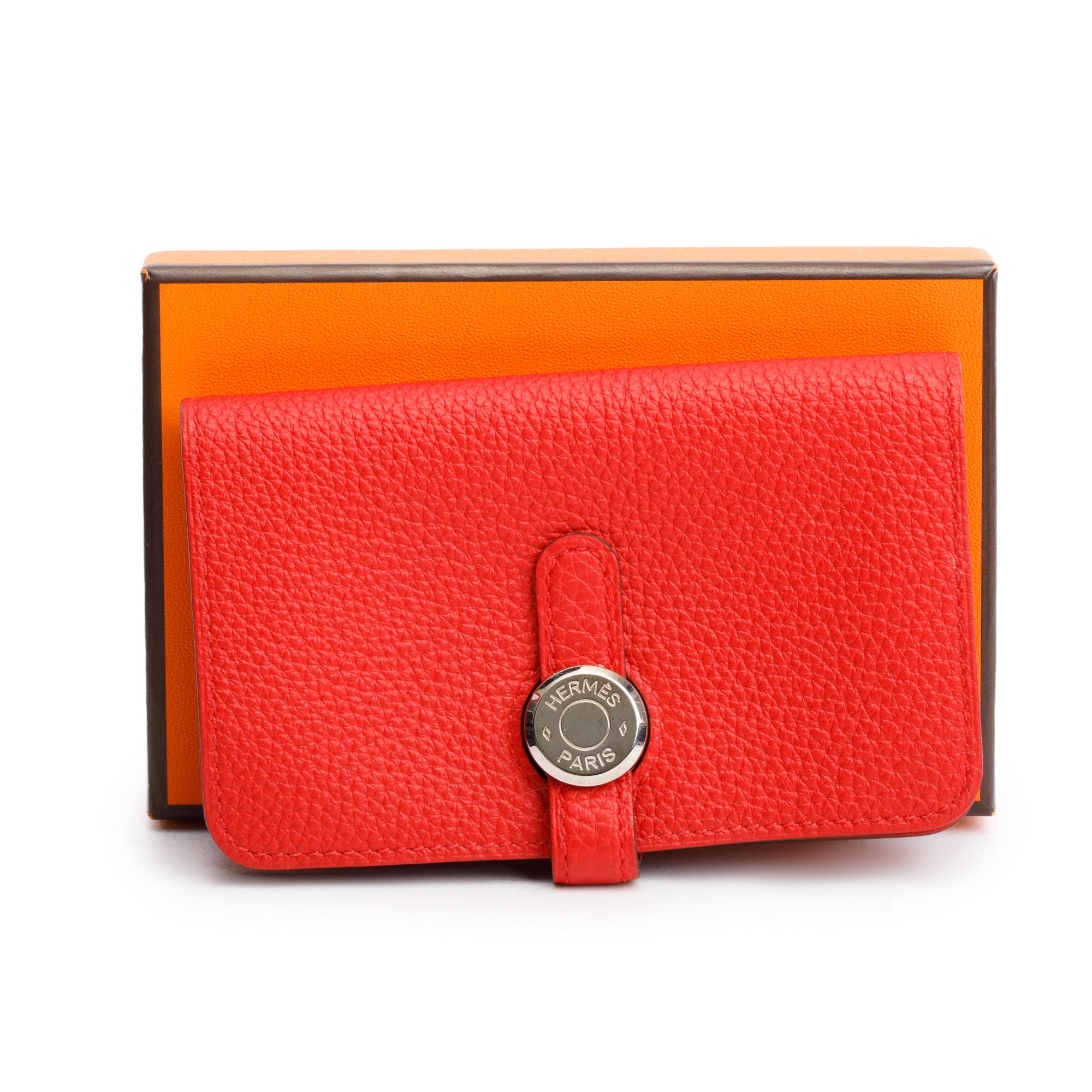 Hermes Rouge Togo Leather Dogon Card Holder w/ Box