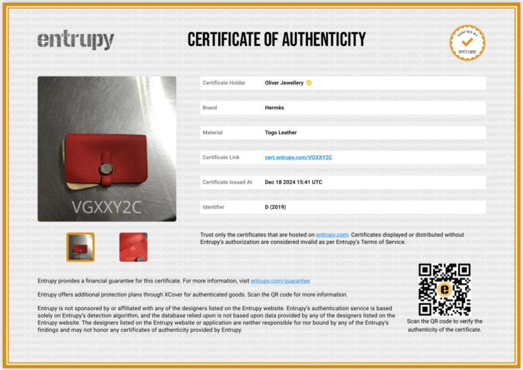 Hermes Rouge Togo Leather Dogon Card Holder w/ Box