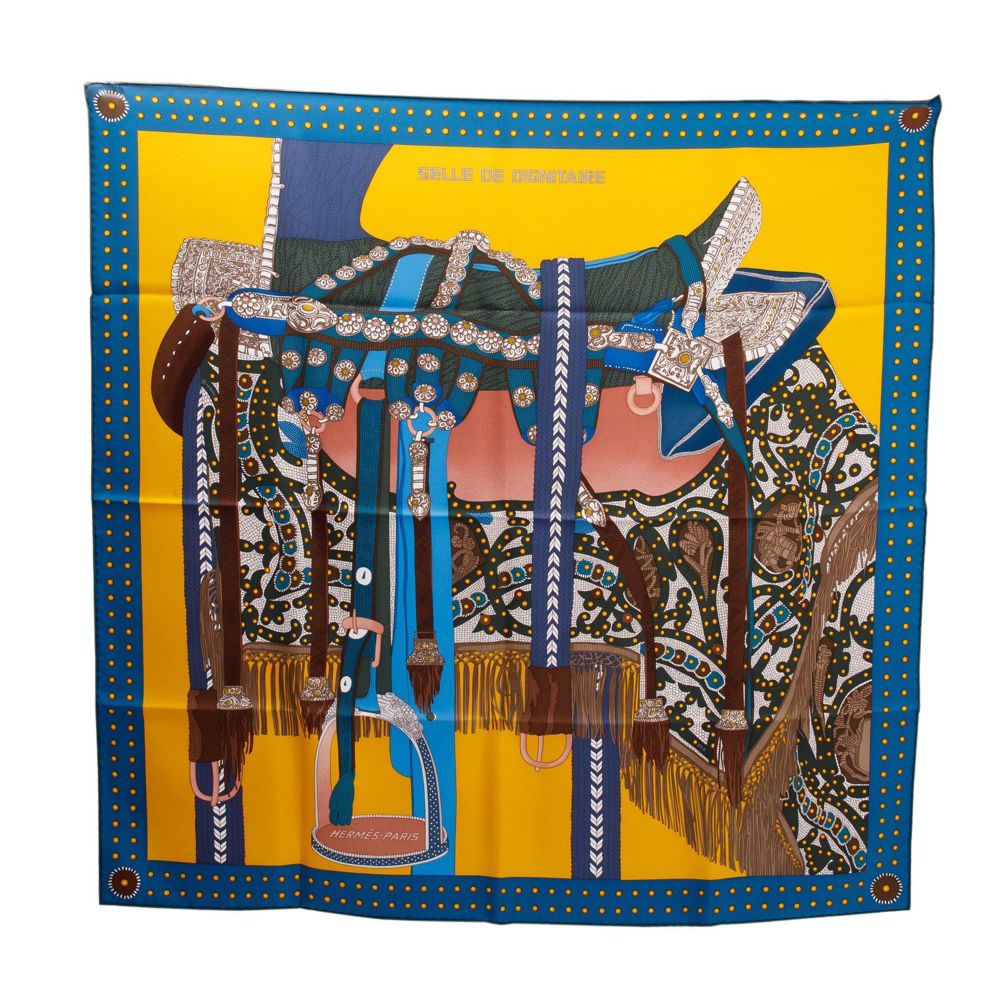 Hermes 'Selle De Dignitaire' Multicolour Silk Scarf 90 w/ Box