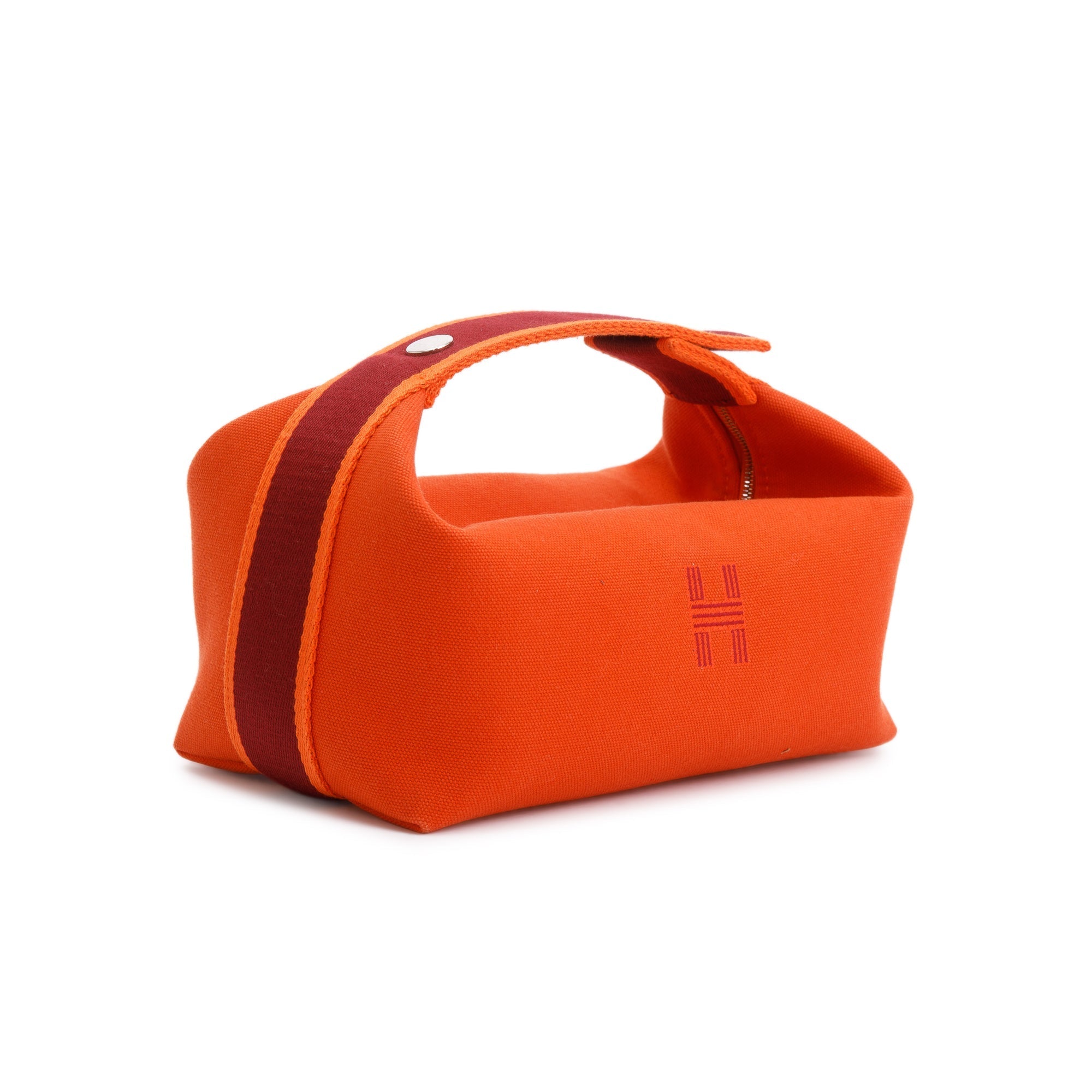 Hermes Small Orange/Burgundy Toile Bride-A-Brac Case