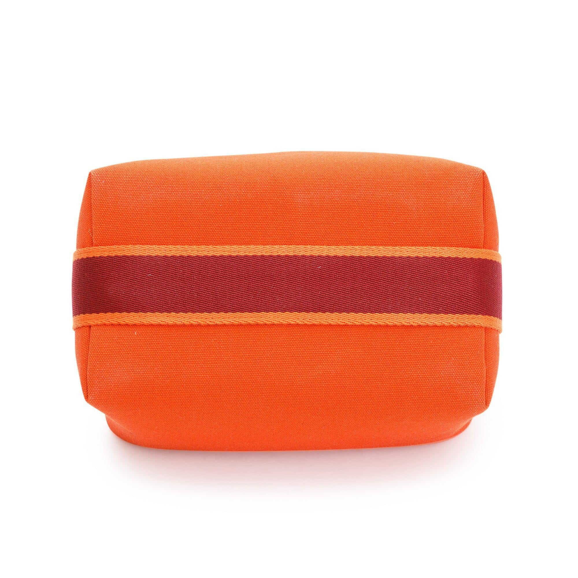 Hermes Small Orange/Burgundy Toile Bride-A-Brac Case