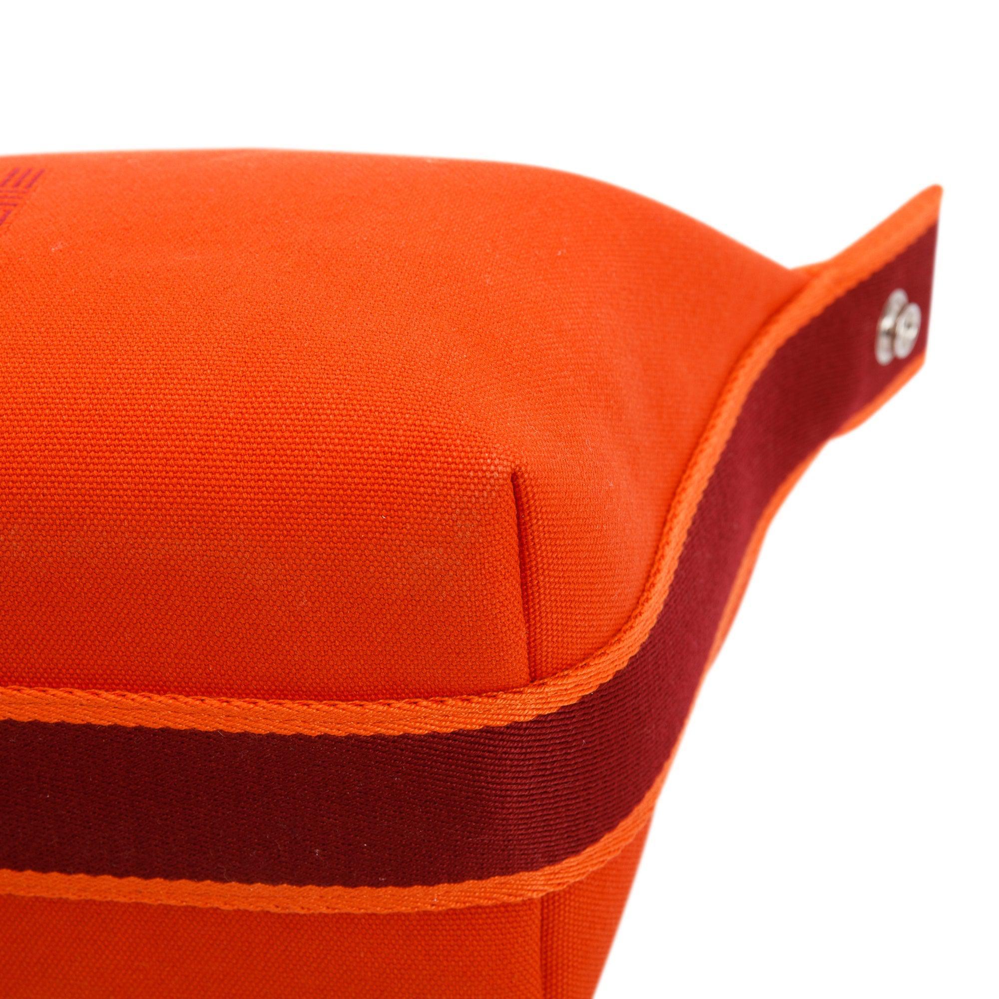 Hermes Small Orange/Burgundy Toile Bride-A-Brac Case