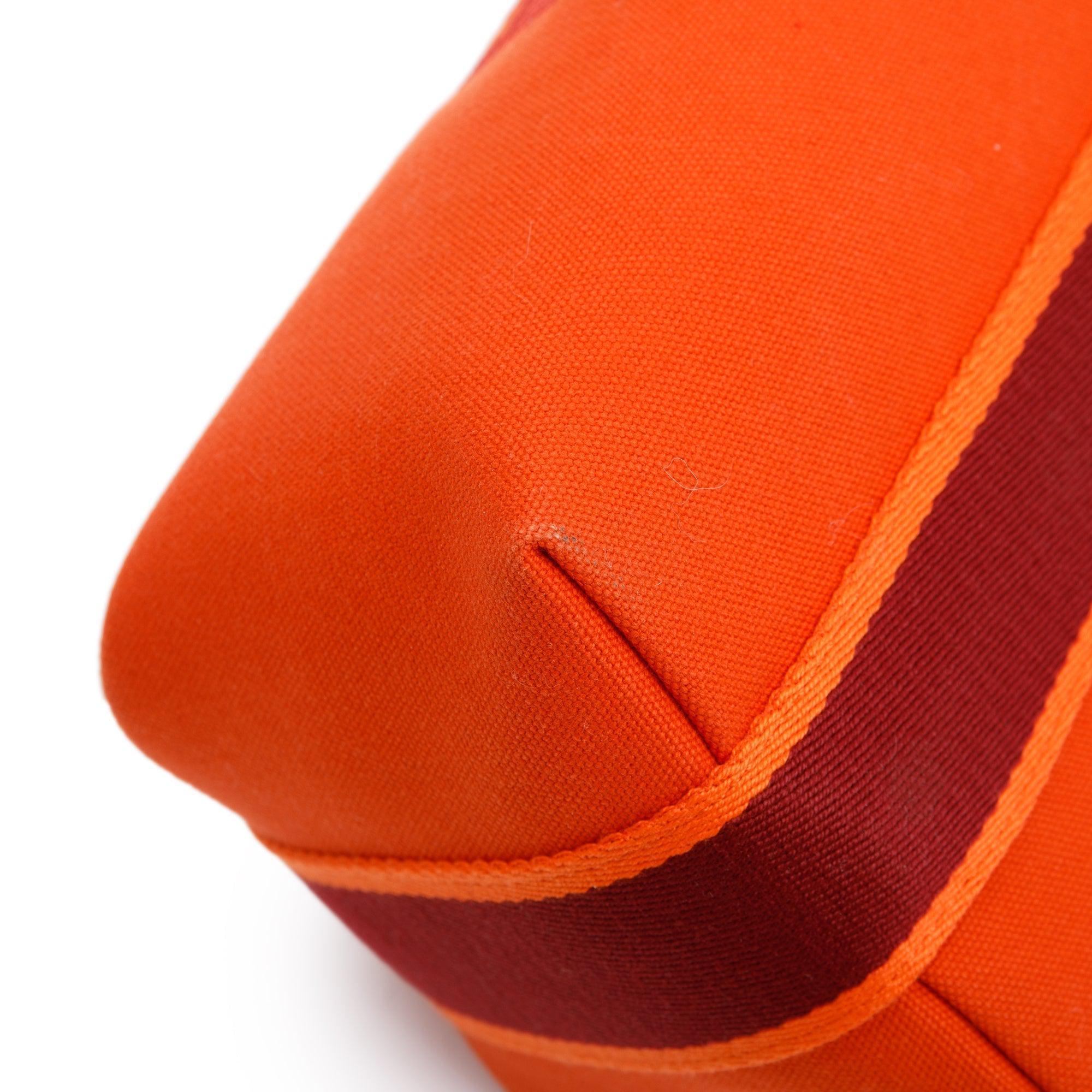 Hermes Small Orange/Burgundy Toile Bride-A-Brac Case