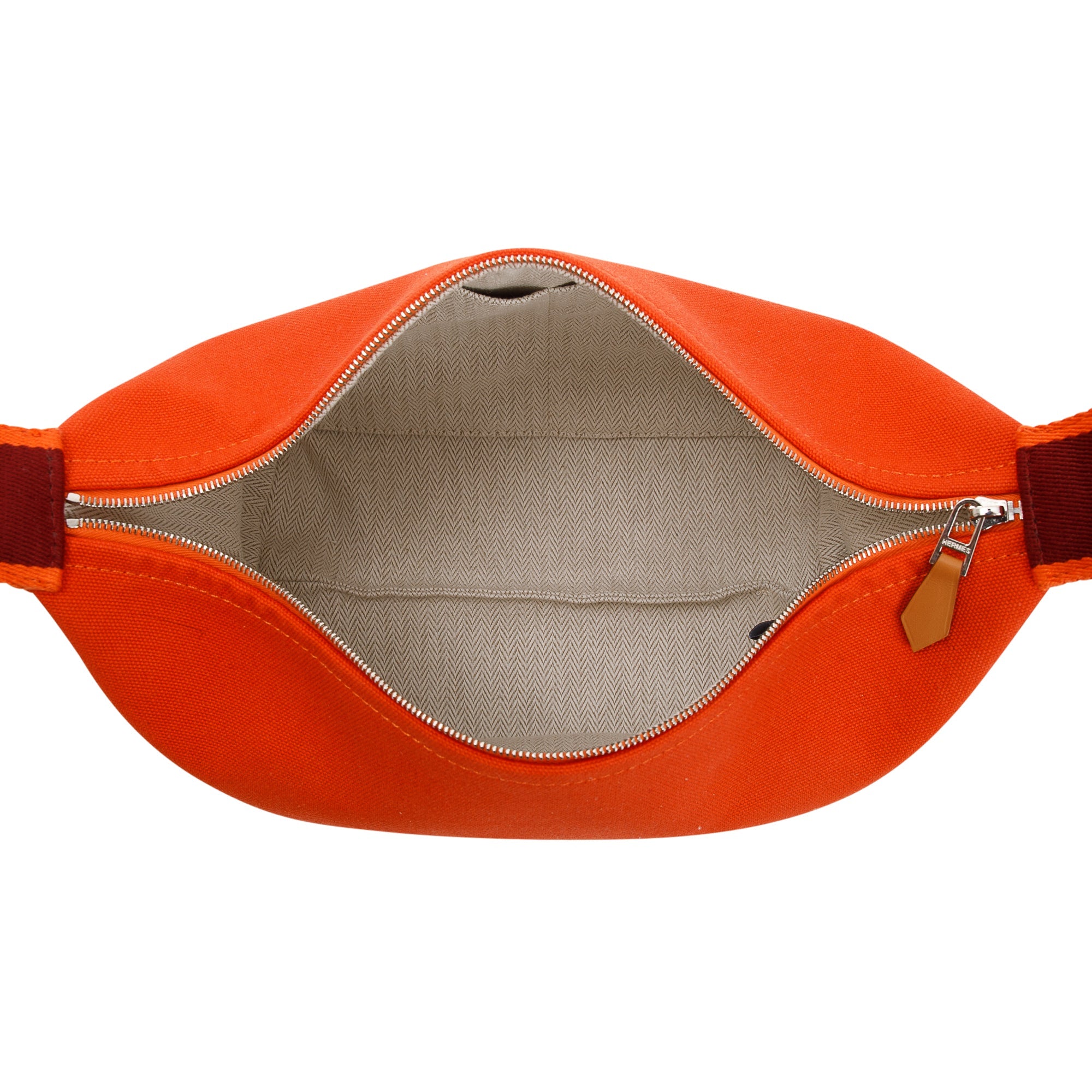 Hermes Small Orange/Burgundy Toile Bride-A-Brac Case