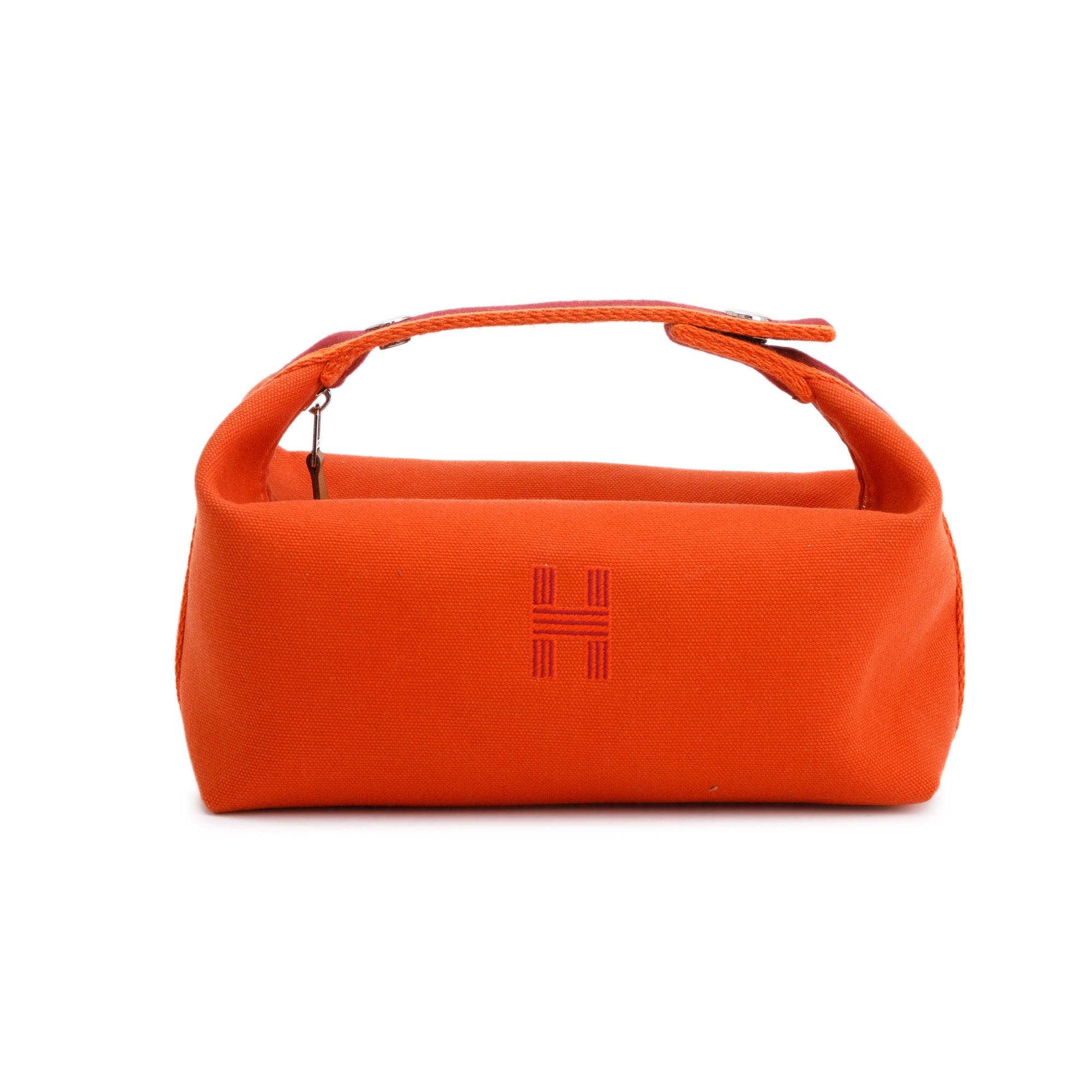 Hermes Small Orange/Burgundy Toile Bride-A-Brac Case