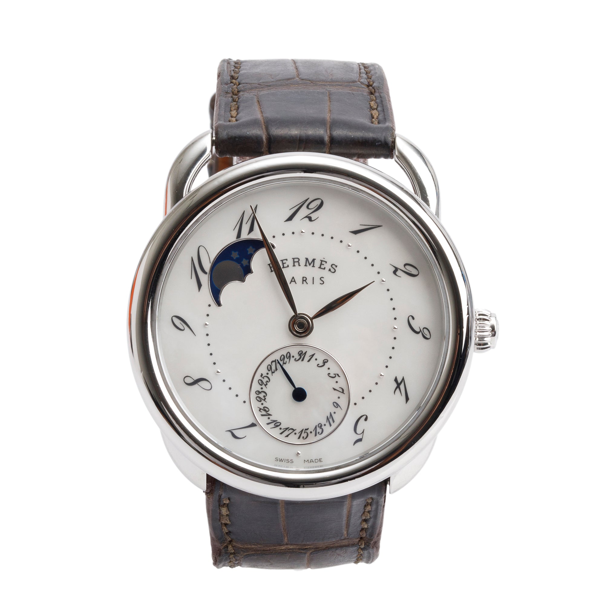 Hermes Stainless Steel Arceau Petite Lune 38 MM Automatic Watch w/ Box