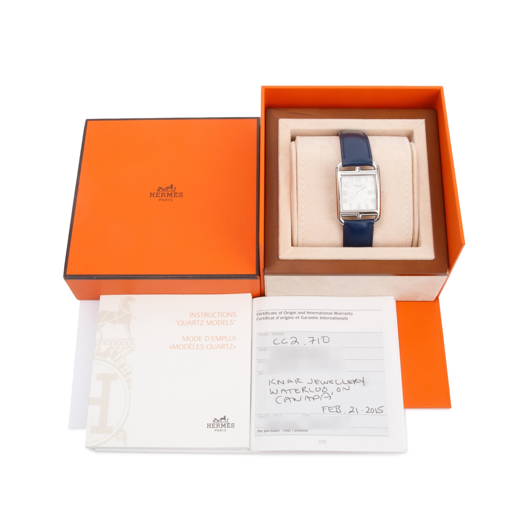 Hermes Stainless Steel Cape Cod 29 MM Watch w/ Box & Papers