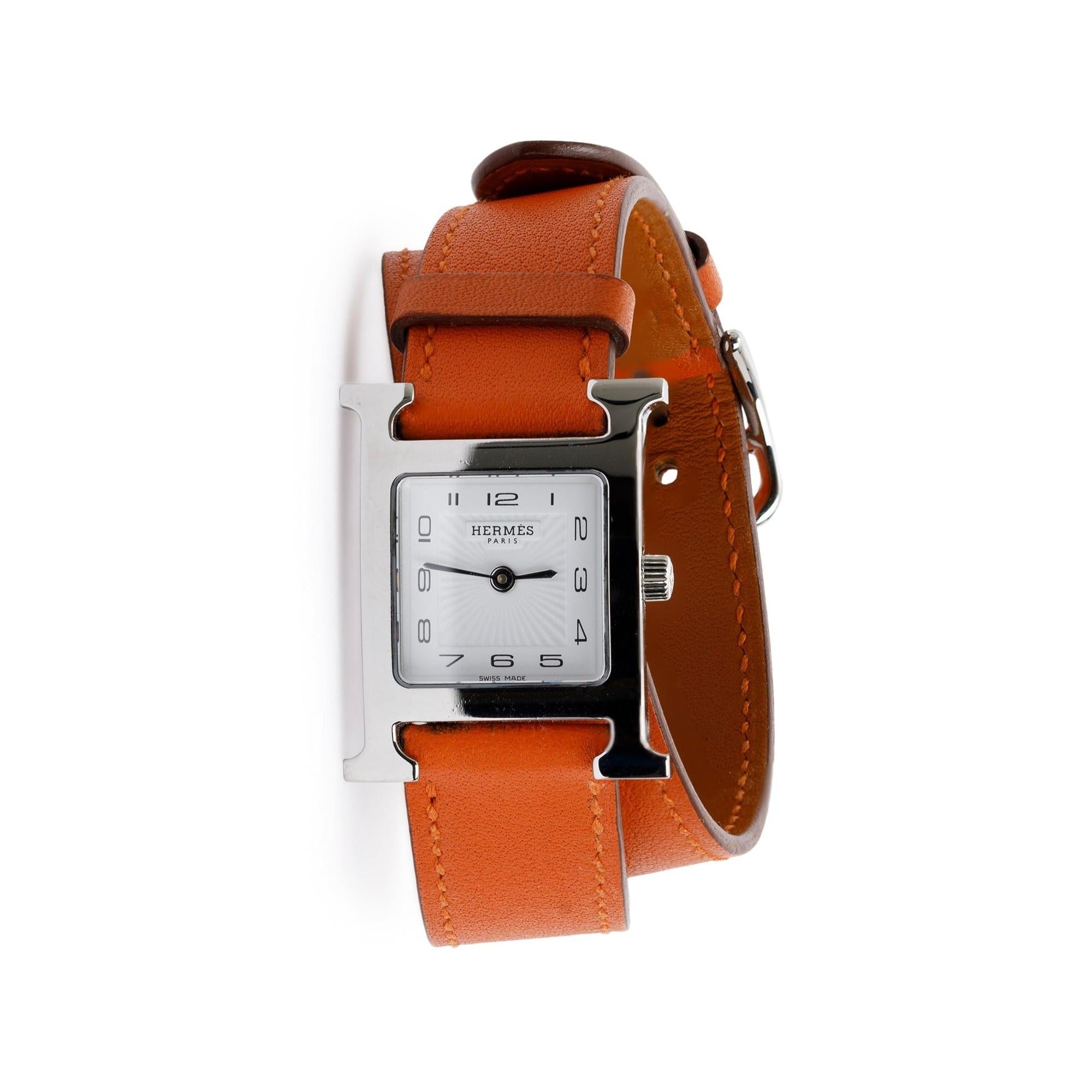 Hermes Stainless Steel Heure H Mini Model 21 MM Watch w/ Box