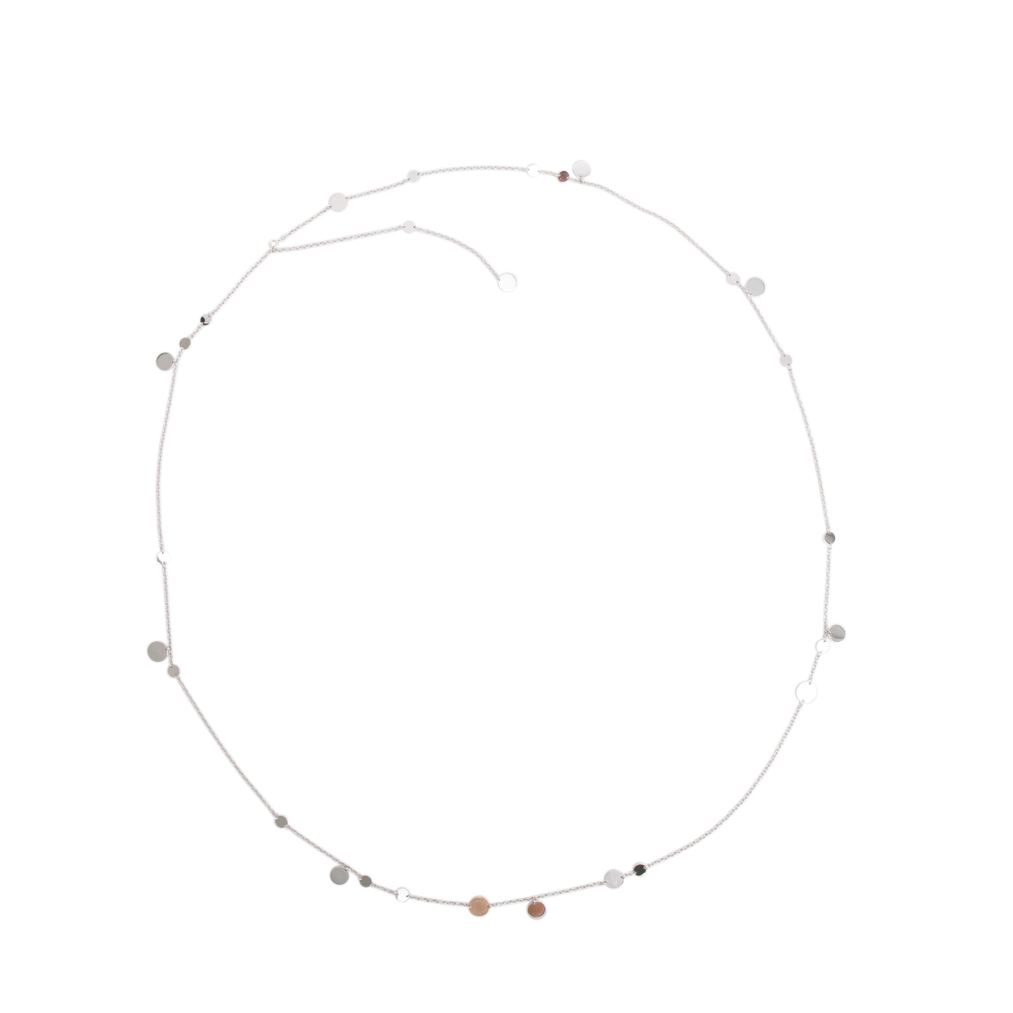 Hermes Sterling Silver & 18k Rose Gold Ex-Libris Long Necklace 120