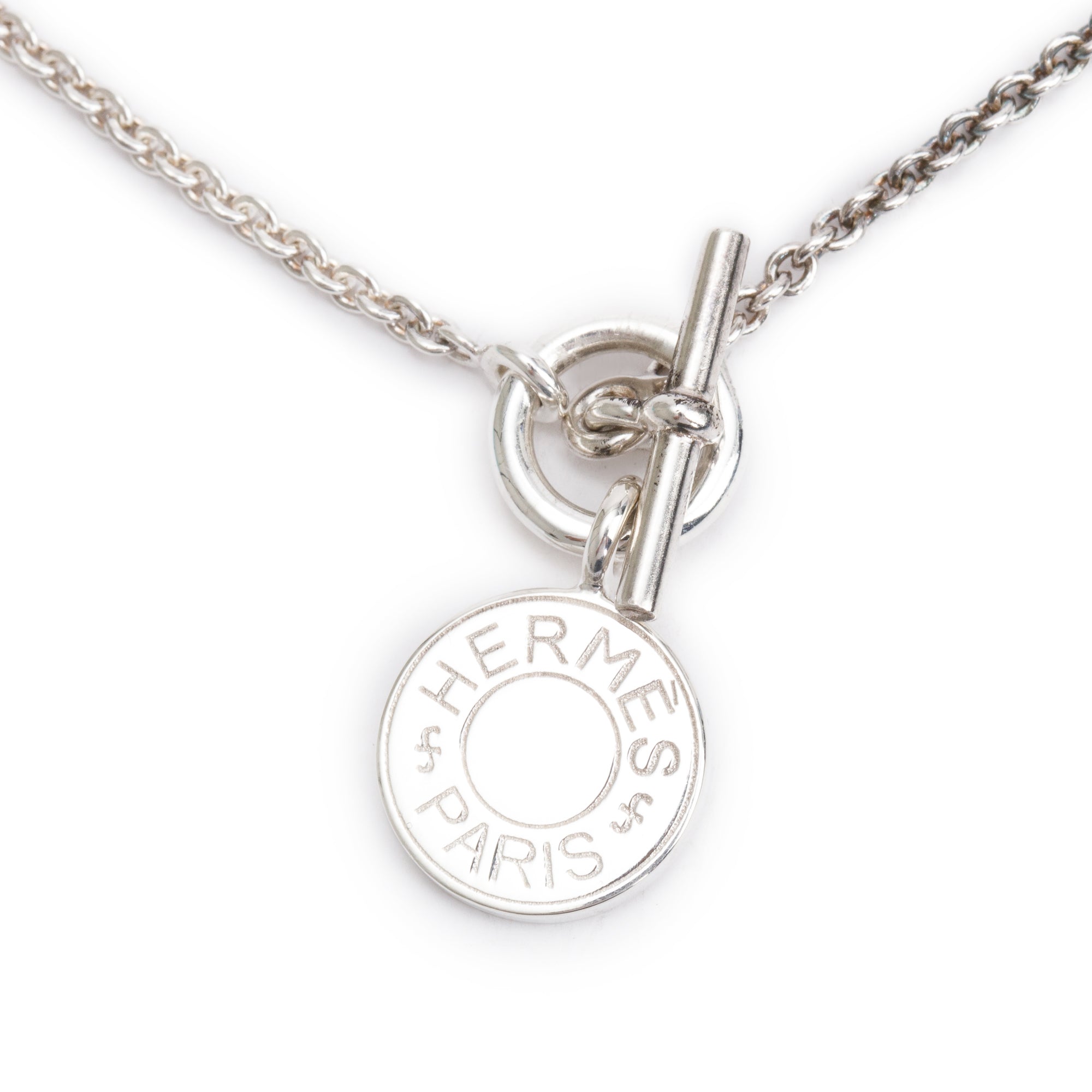 Hermes Sterling Silver Amulettes Hermes Ex-Libris Pendant Necklace