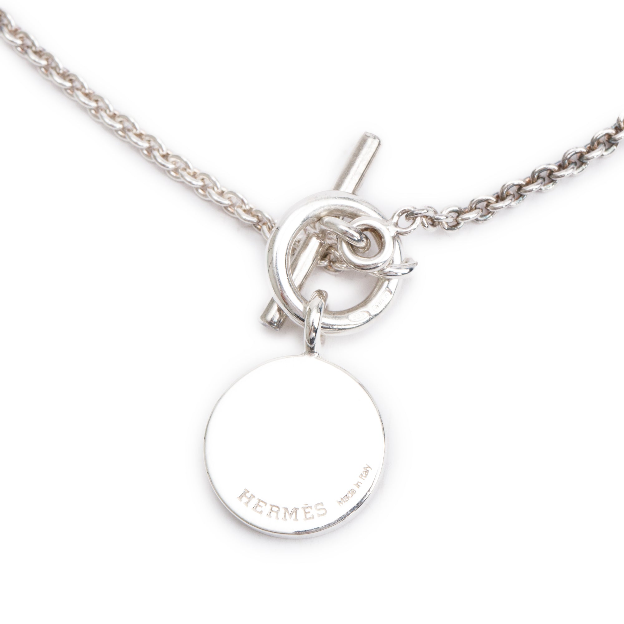 Hermes Sterling Silver Amulettes Hermes Ex-Libris Pendant Necklace