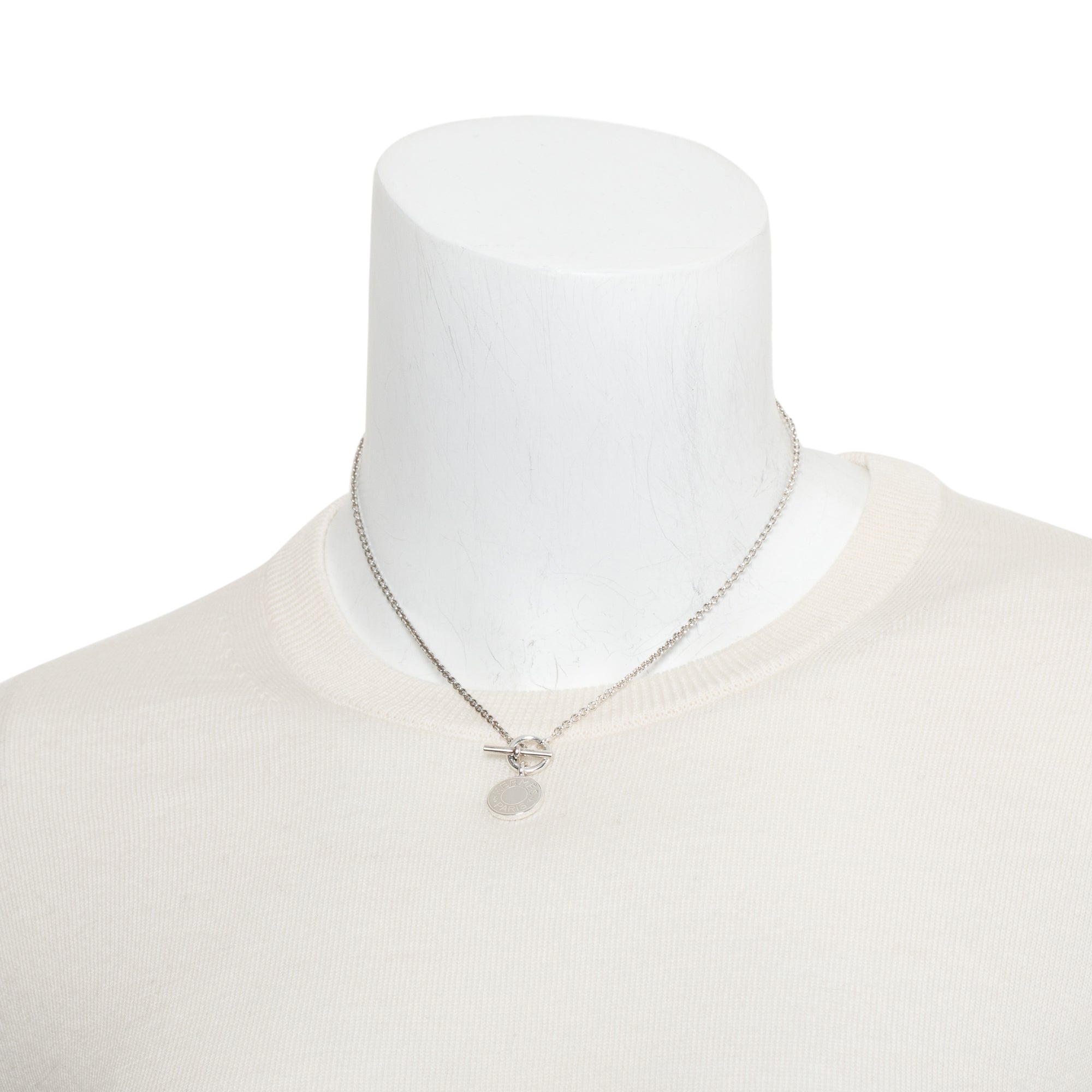 Hermes Sterling Silver Amulettes Hermes Ex-Libris Pendant Necklace