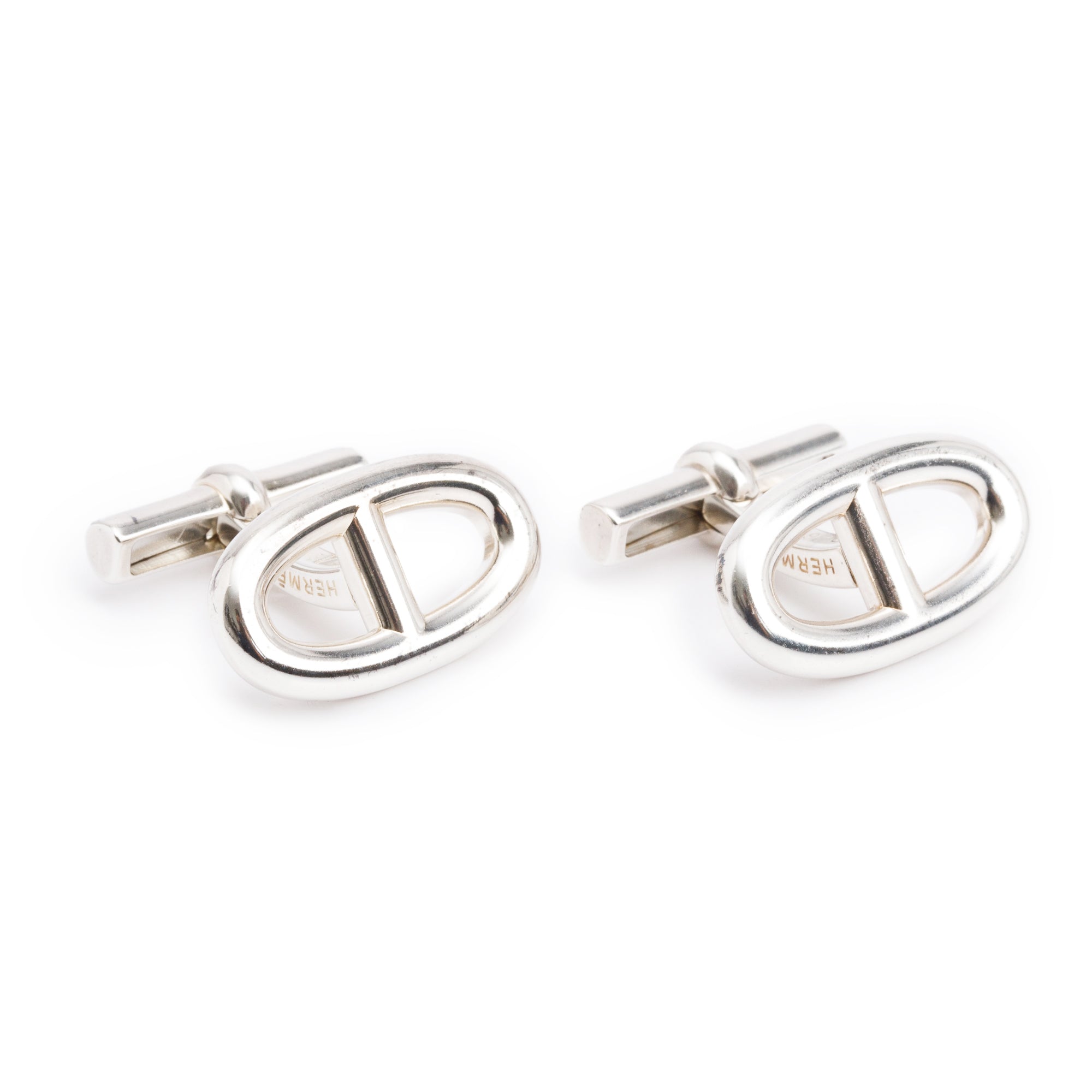 Hermes Sterling Silver Chaine D'Ancre Cufflinks w/ Box