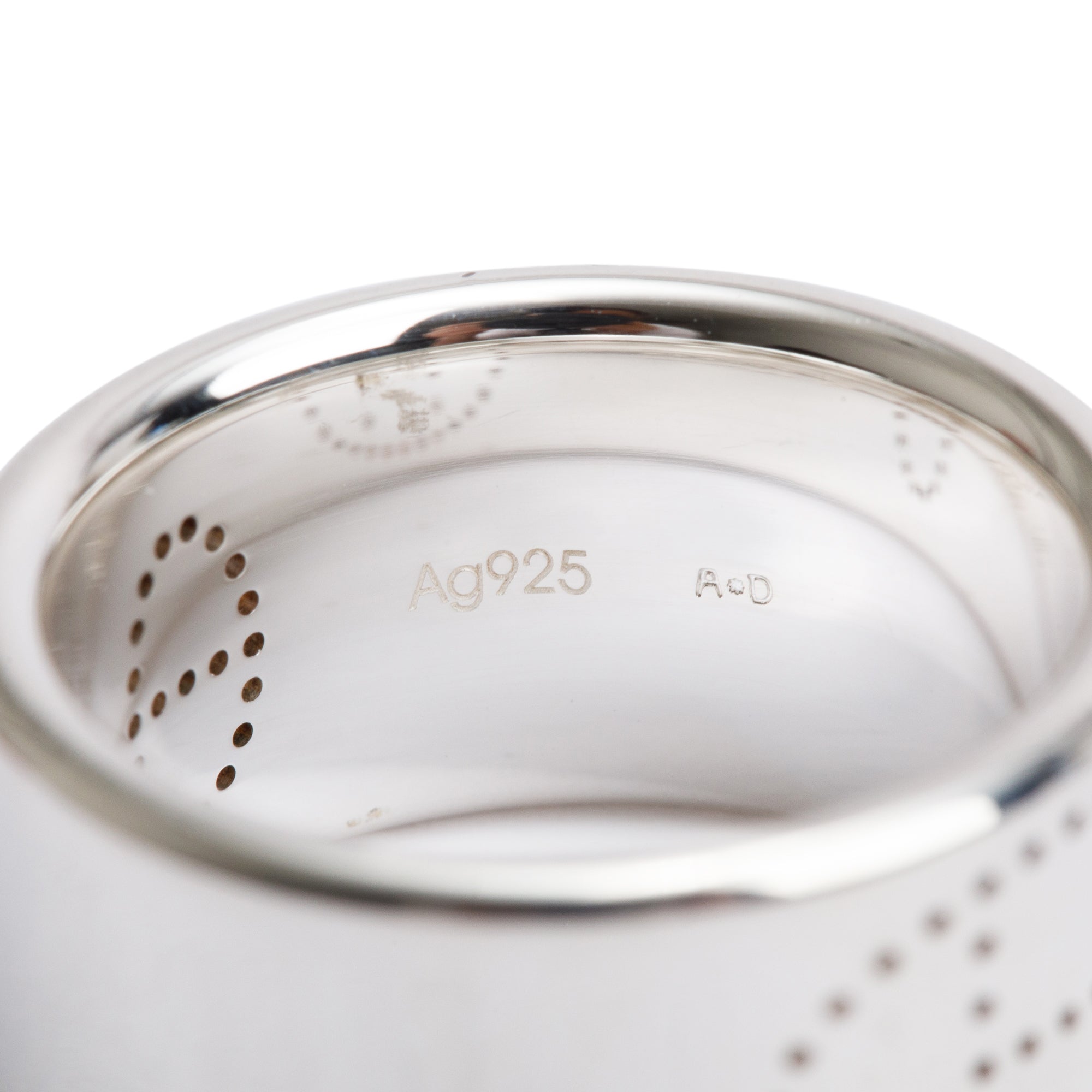 Hermes Sterling Silver Eclipse Ruban Ring Size 54 7 w/ Box