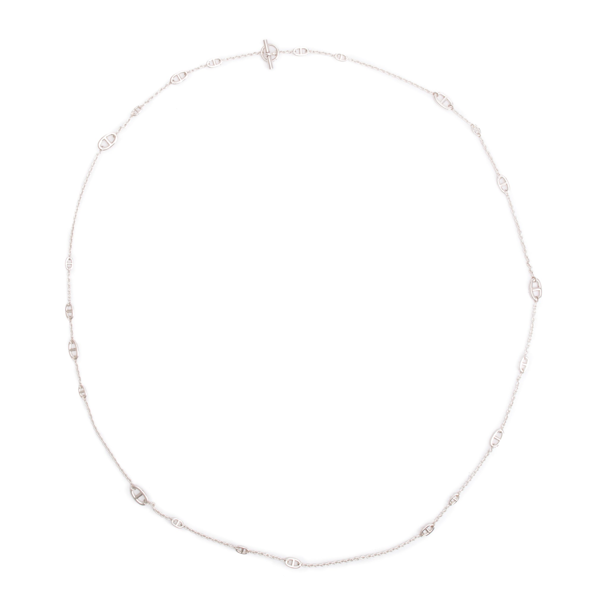 Hermes Sterling Silver Farandole Long Necklace, 160 cm w/ Box