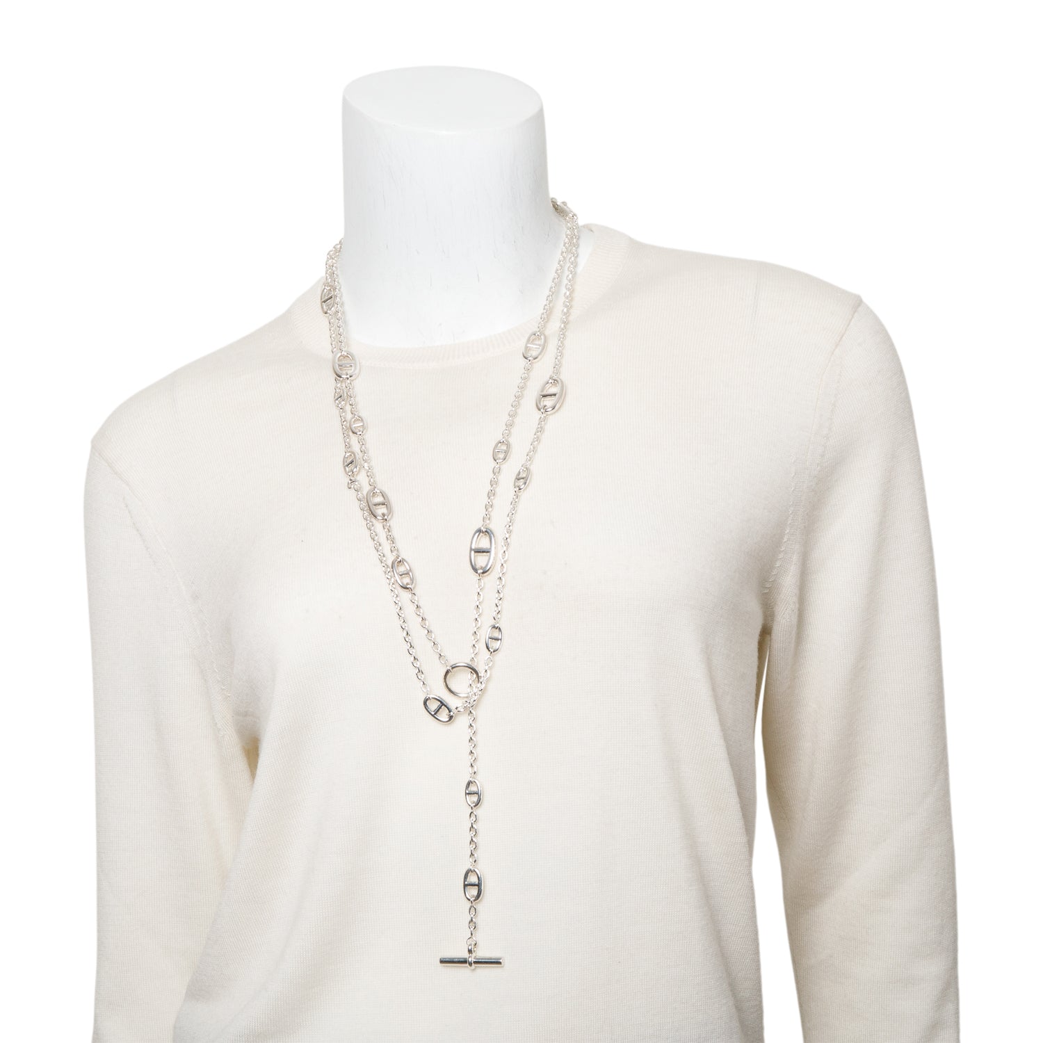 Hermes Sterling Silver Farandole Long Necklace 160 w/ Box