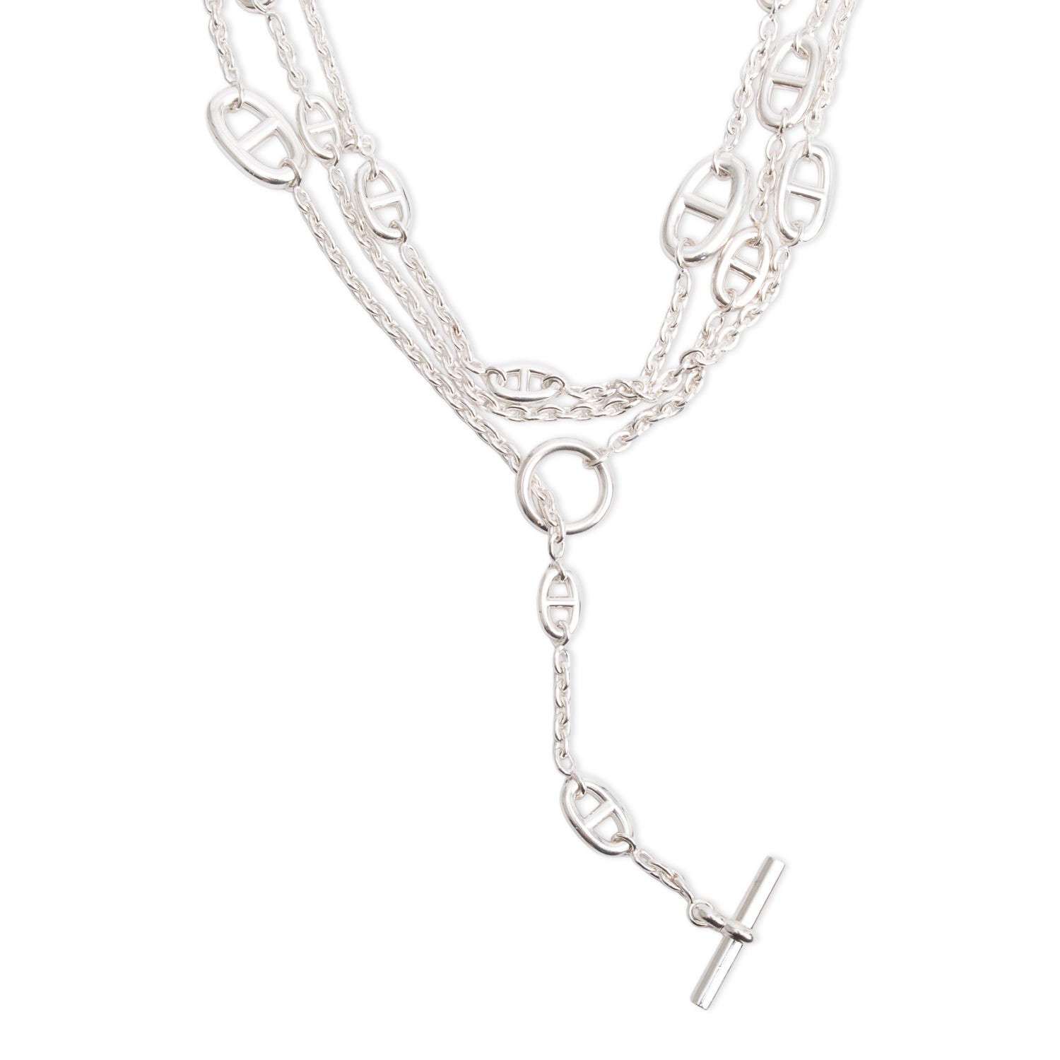 Hermes Sterling Silver Farandole Long Necklace 160 w/ Box