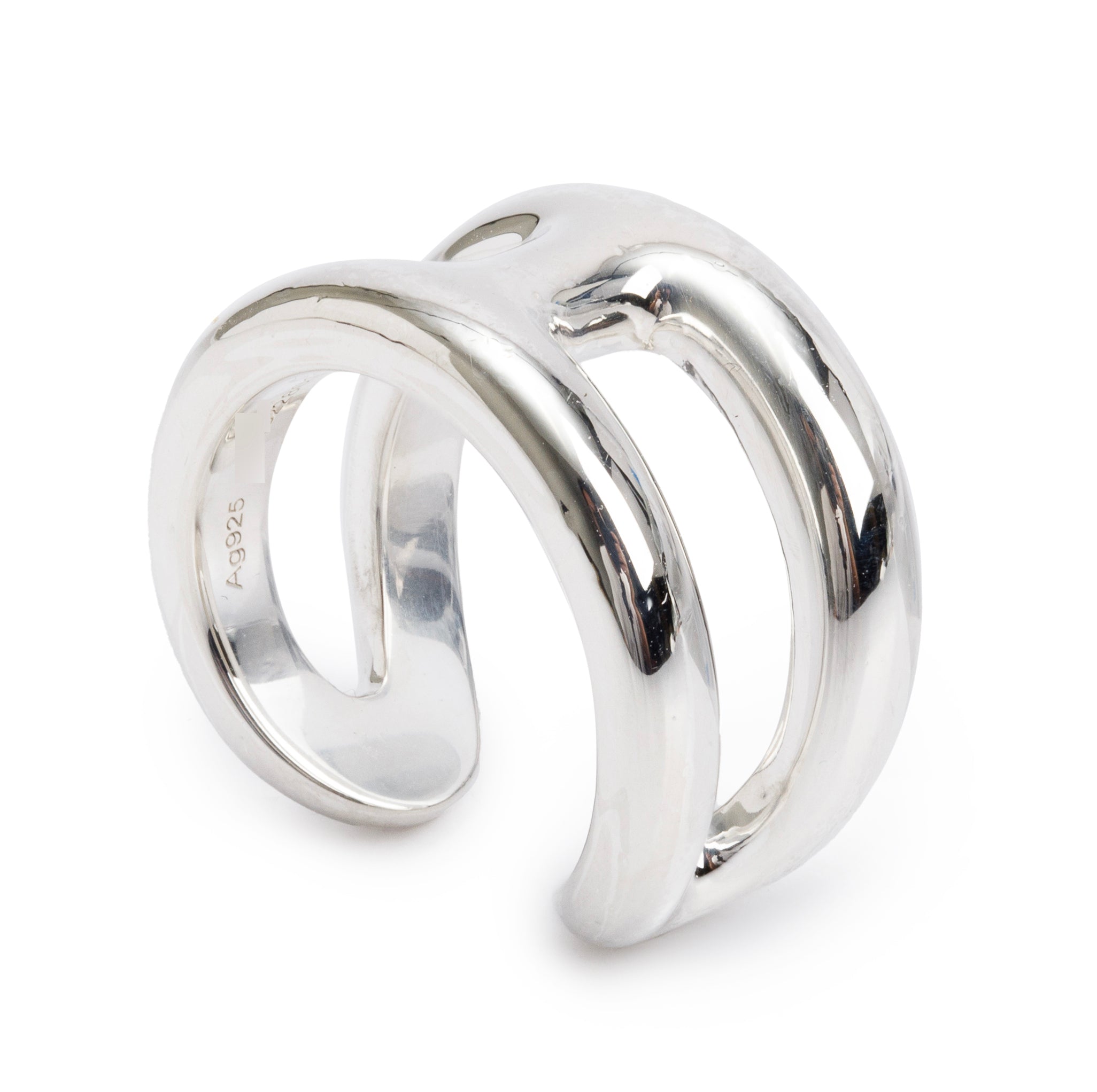 Hermes Sterling Silver Osmose Ring, Small Model Size 54 7