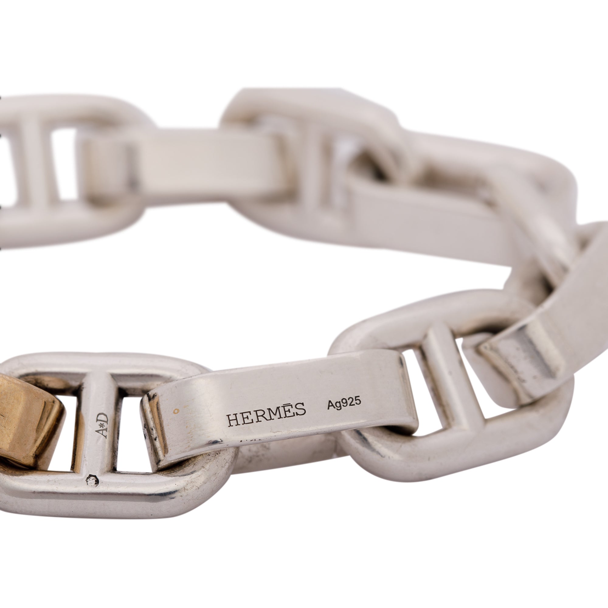 Hermes Sterling Silver and Bronze Chaine D'Ancre Link Bracelet