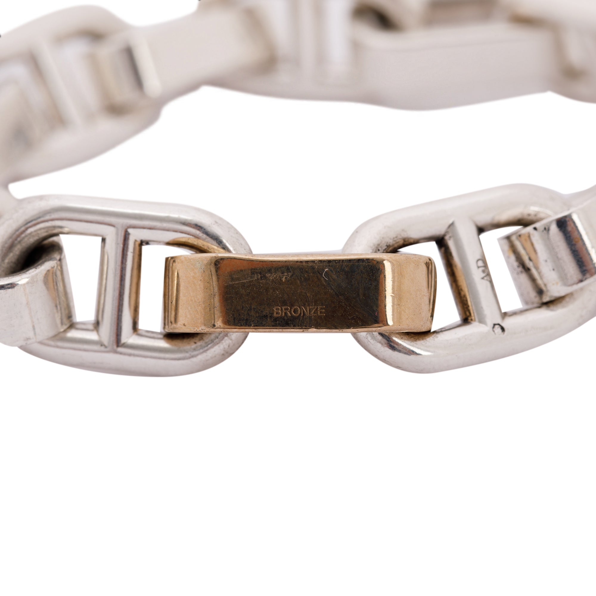 Hermes Sterling Silver and Bronze Chaine D'Ancre Link Bracelet