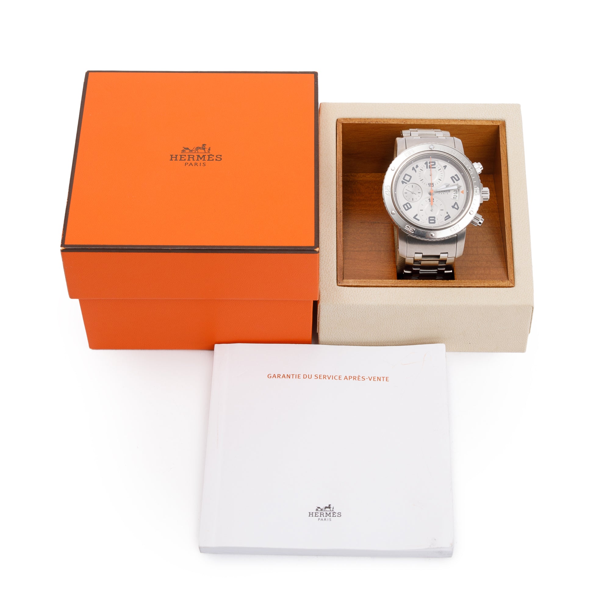Hermes Titanium Clipper Chrono Maxi Automatic 44 MM Watch w/ Box