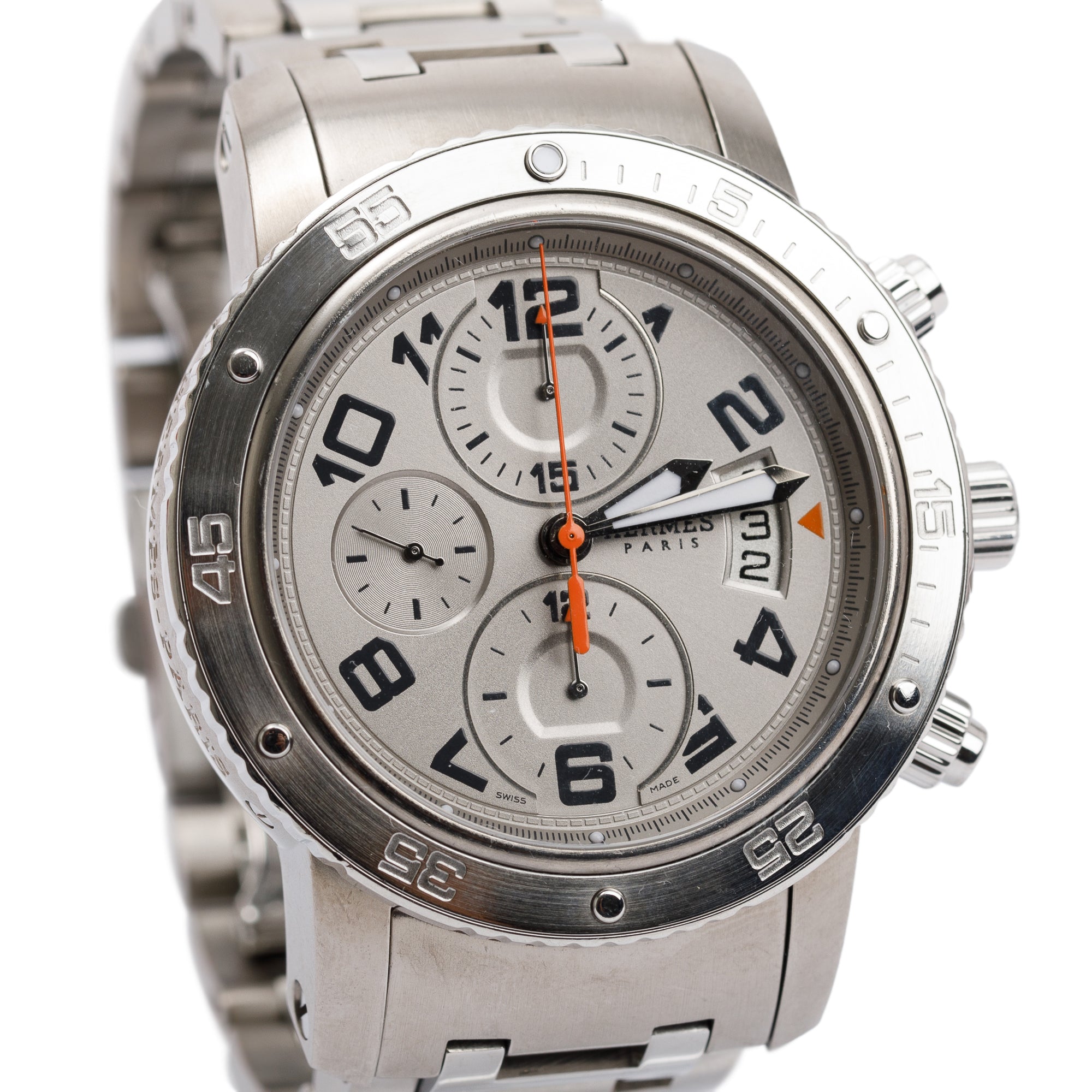 Hermes Titanium Clipper Chrono Maxi Automatic 44 MM Watch w/ Box