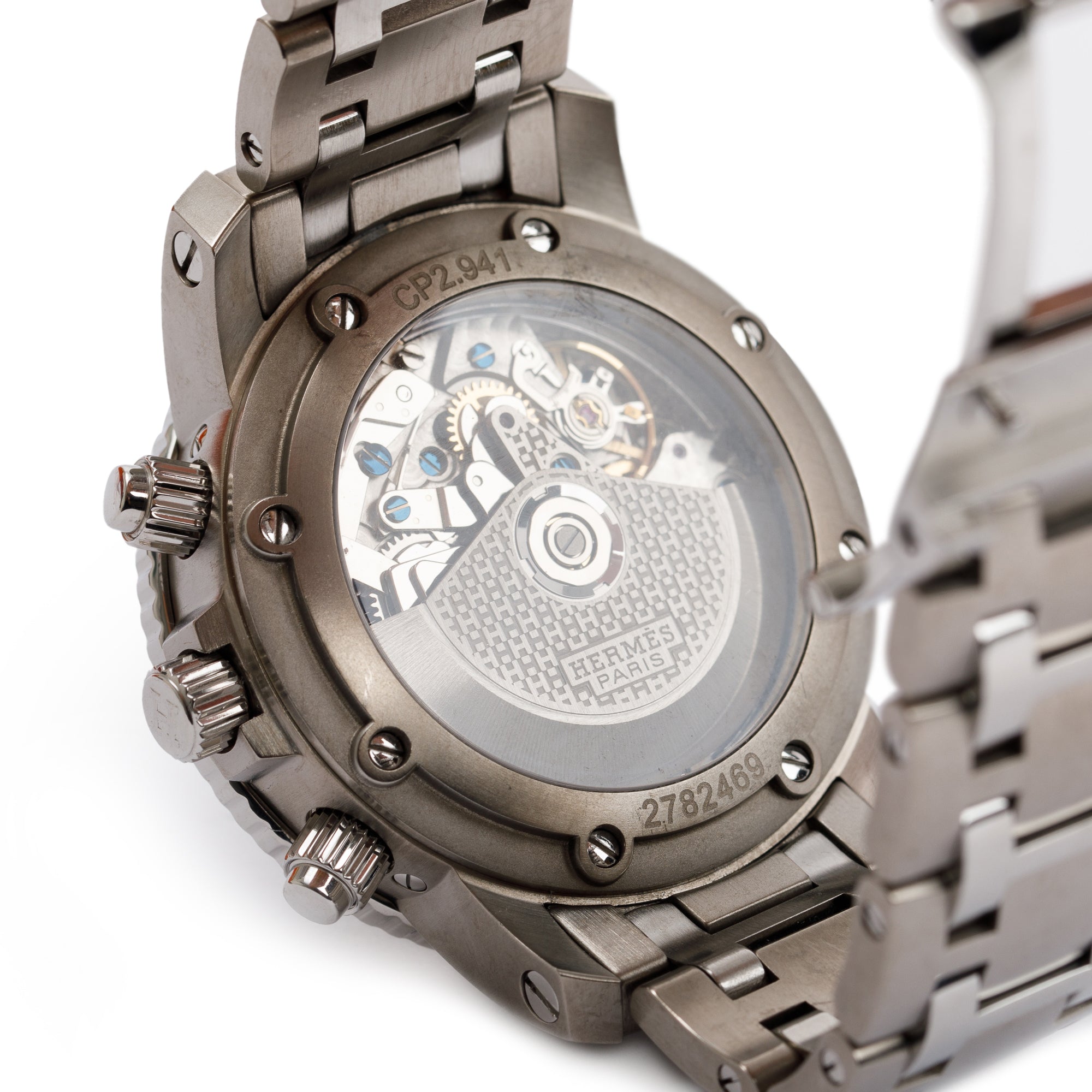 Hermes Titanium Clipper Chrono Maxi Automatic 44 MM Watch w/ Box