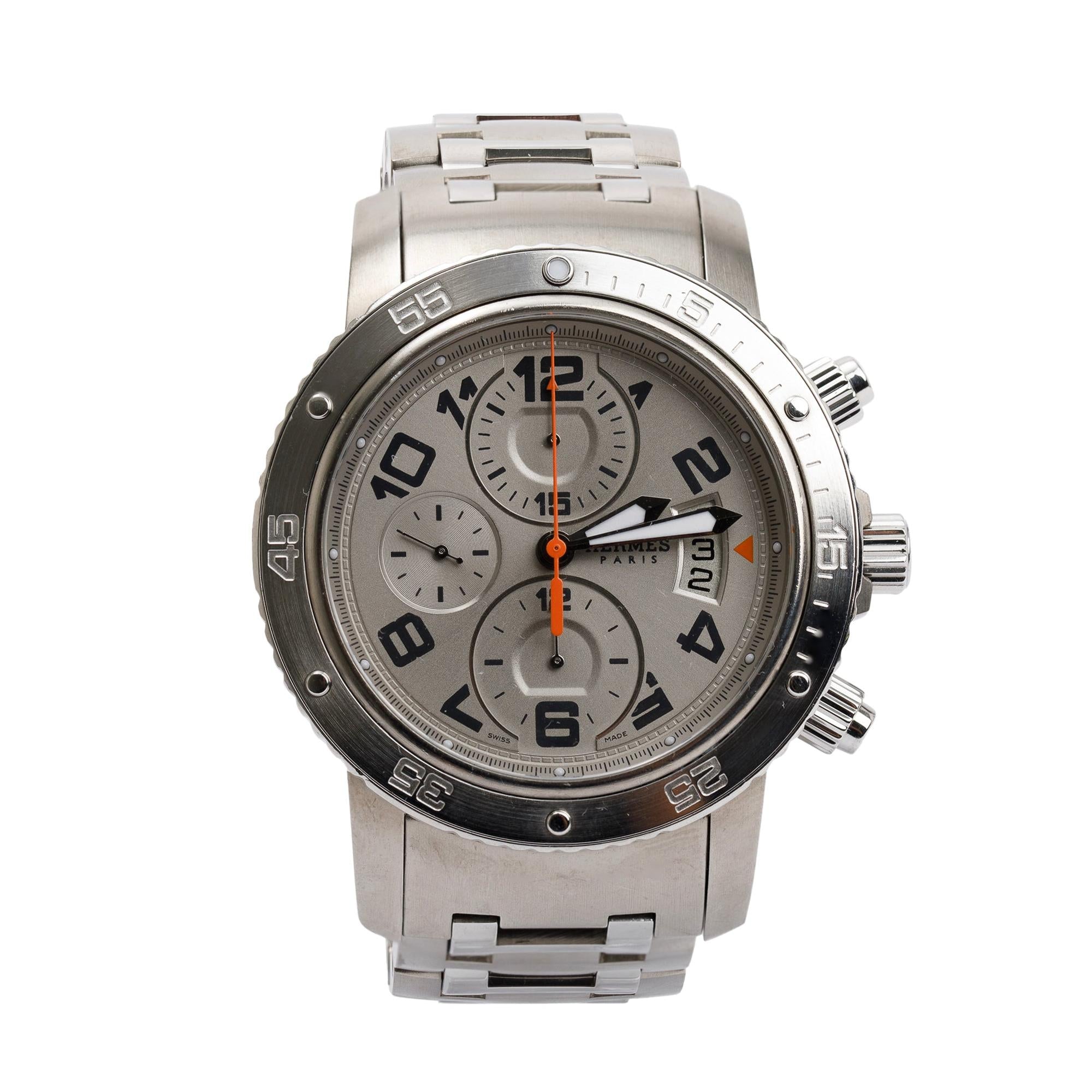 Hermes Titanium Clipper Chrono Maxi Automatic 44 MM Watch w/ Box