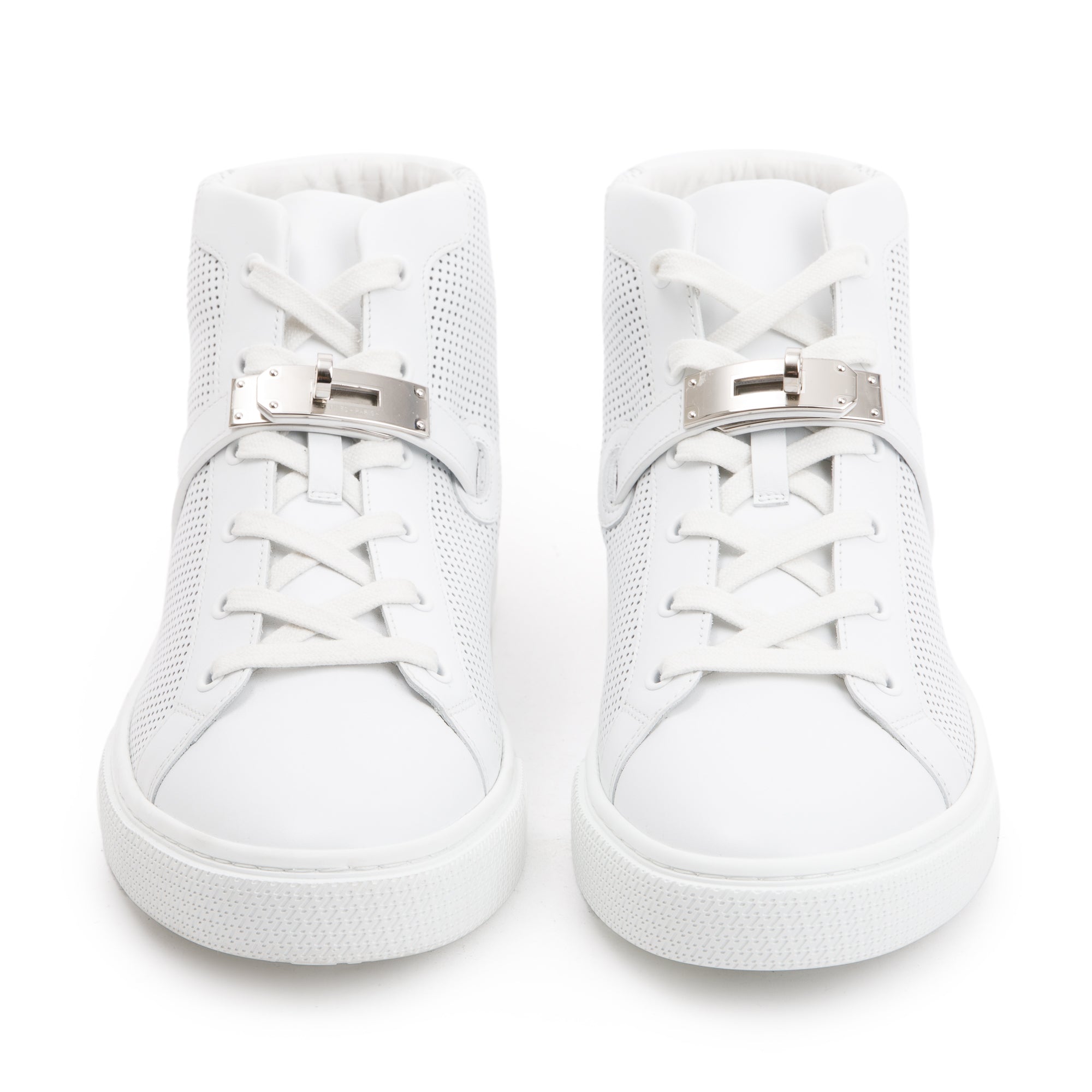 Hermes Veau Blanc Rubber Palladium Plated Kelly Buckle Daydream Sneakers, Size 40 w/ Box