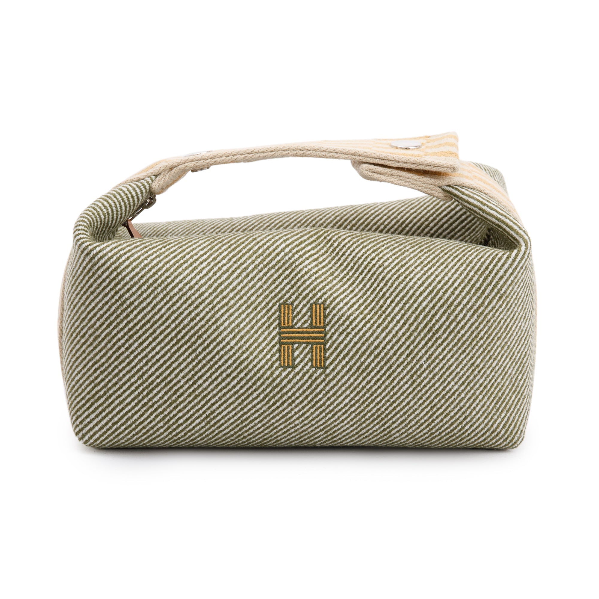Hermes Vert Foret Toile Wool Small Bride-A-Brac H Natte Case
