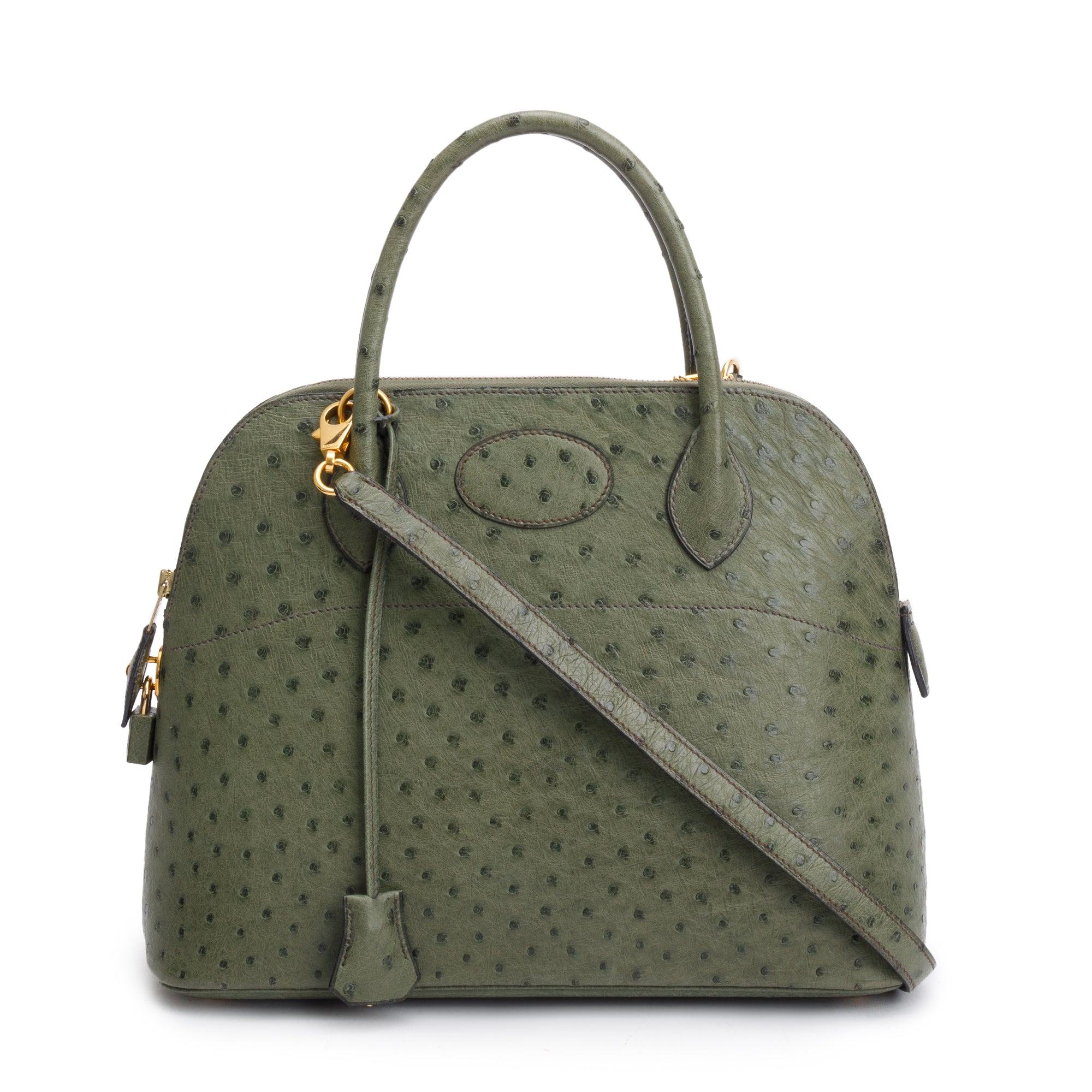 Hermes Vert Olive Ostrich Bolide 31 w/ Strap