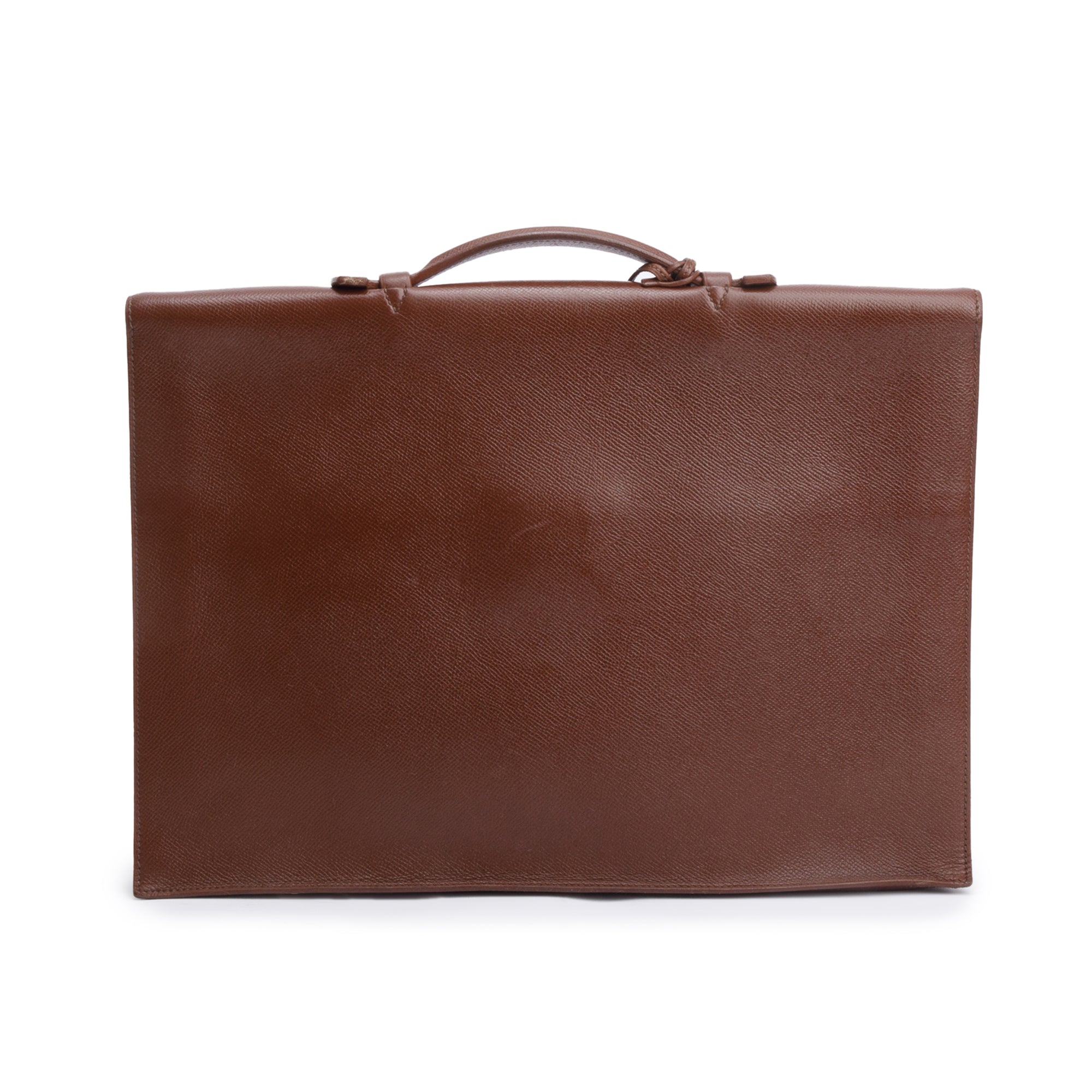 Hermes Vintage Brown Courchevel Leather Sac A Depeches Briefcase