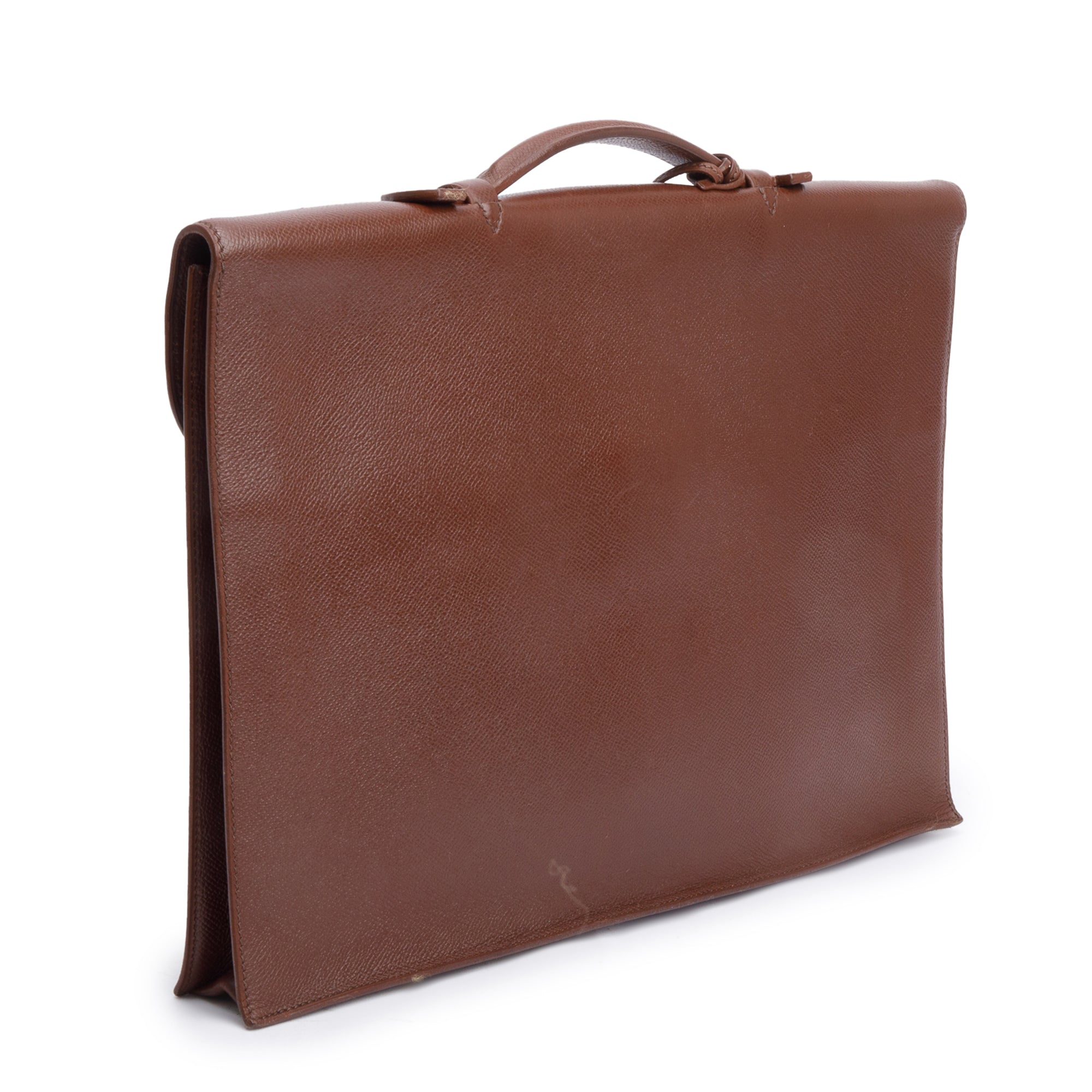 Hermes Vintage Brown Courchevel Leather Sac A Depeches Briefcase