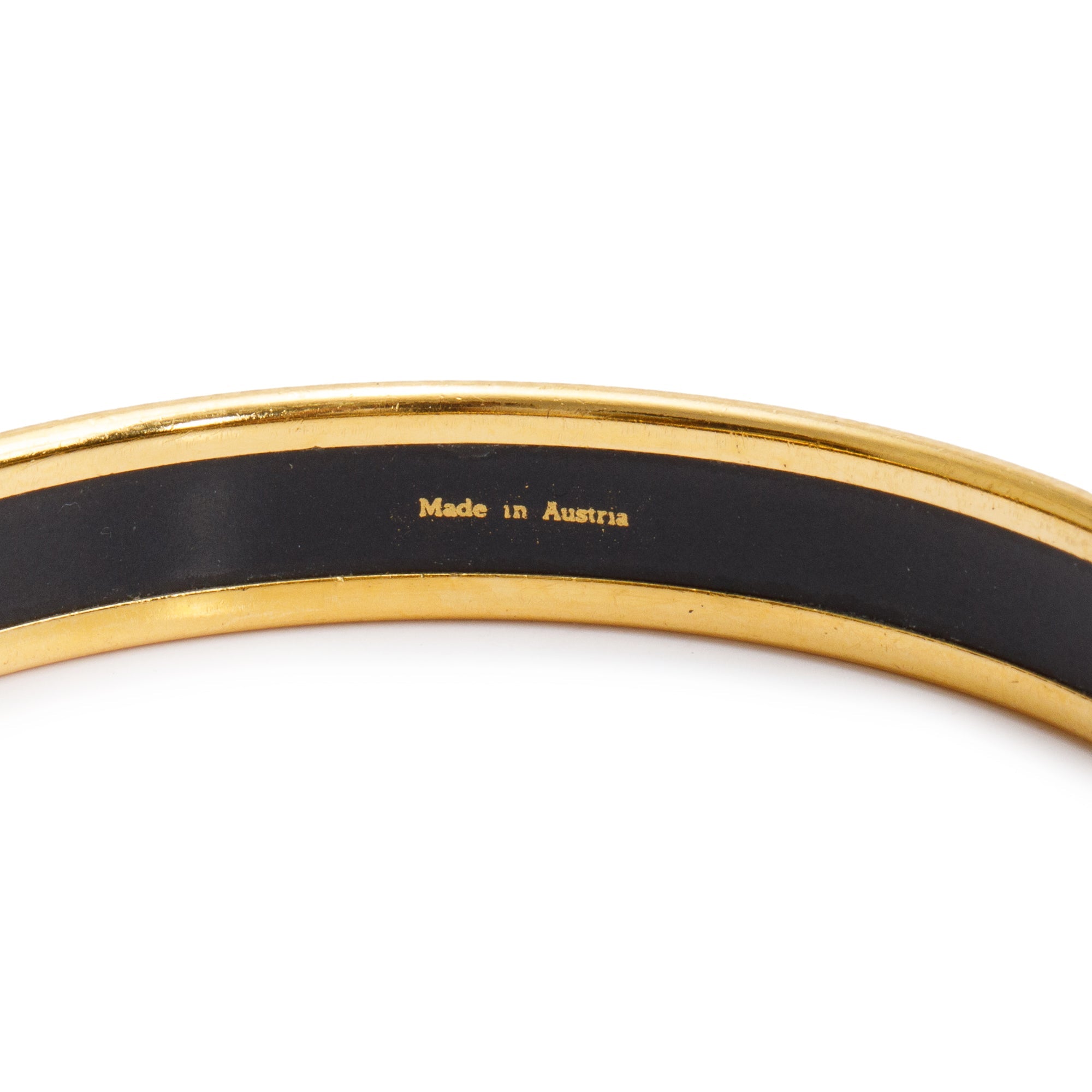 Hermes Vintage Gold-Plated Enamel Narrow Bangle