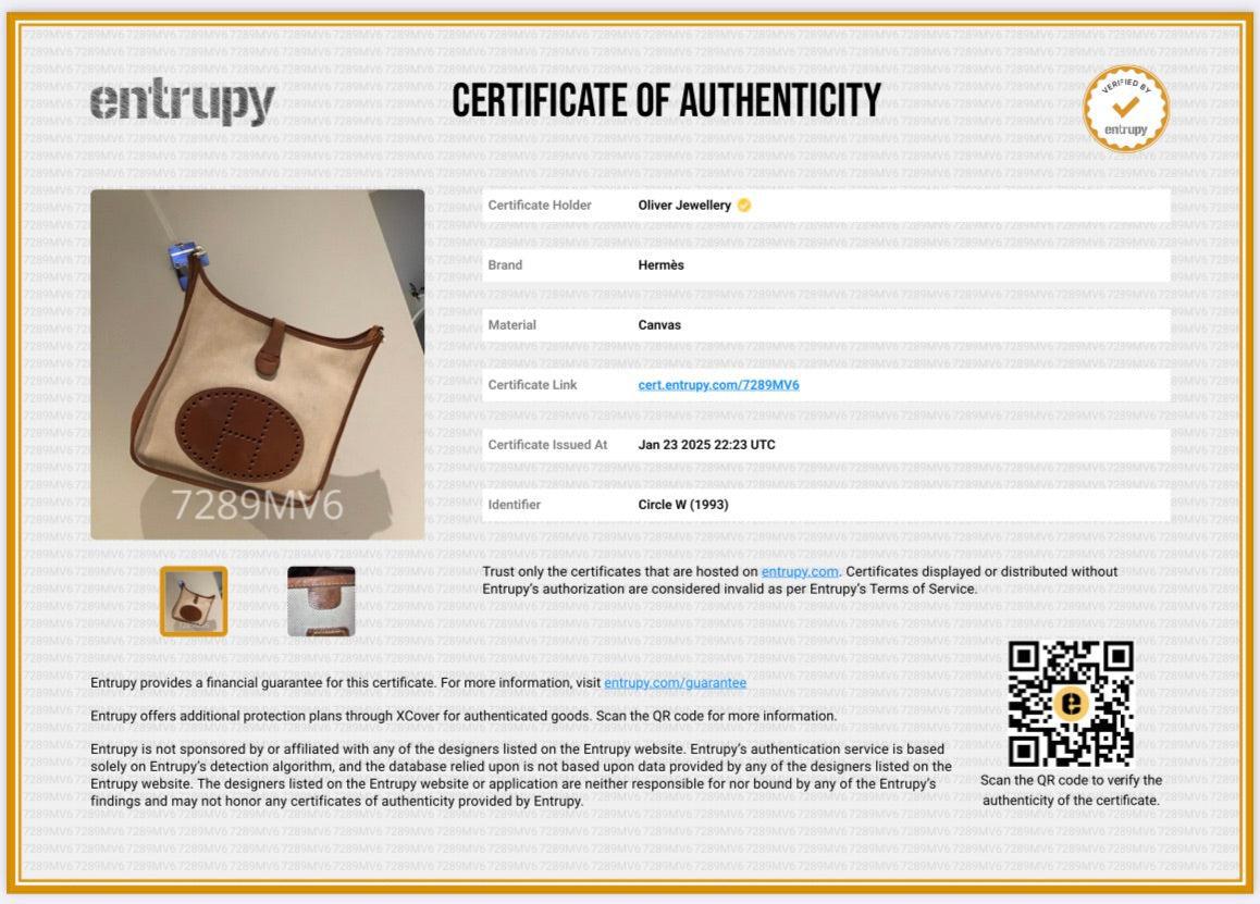 Hermes Vintage Natural Fauve Toile Barenia Evelyne I GM