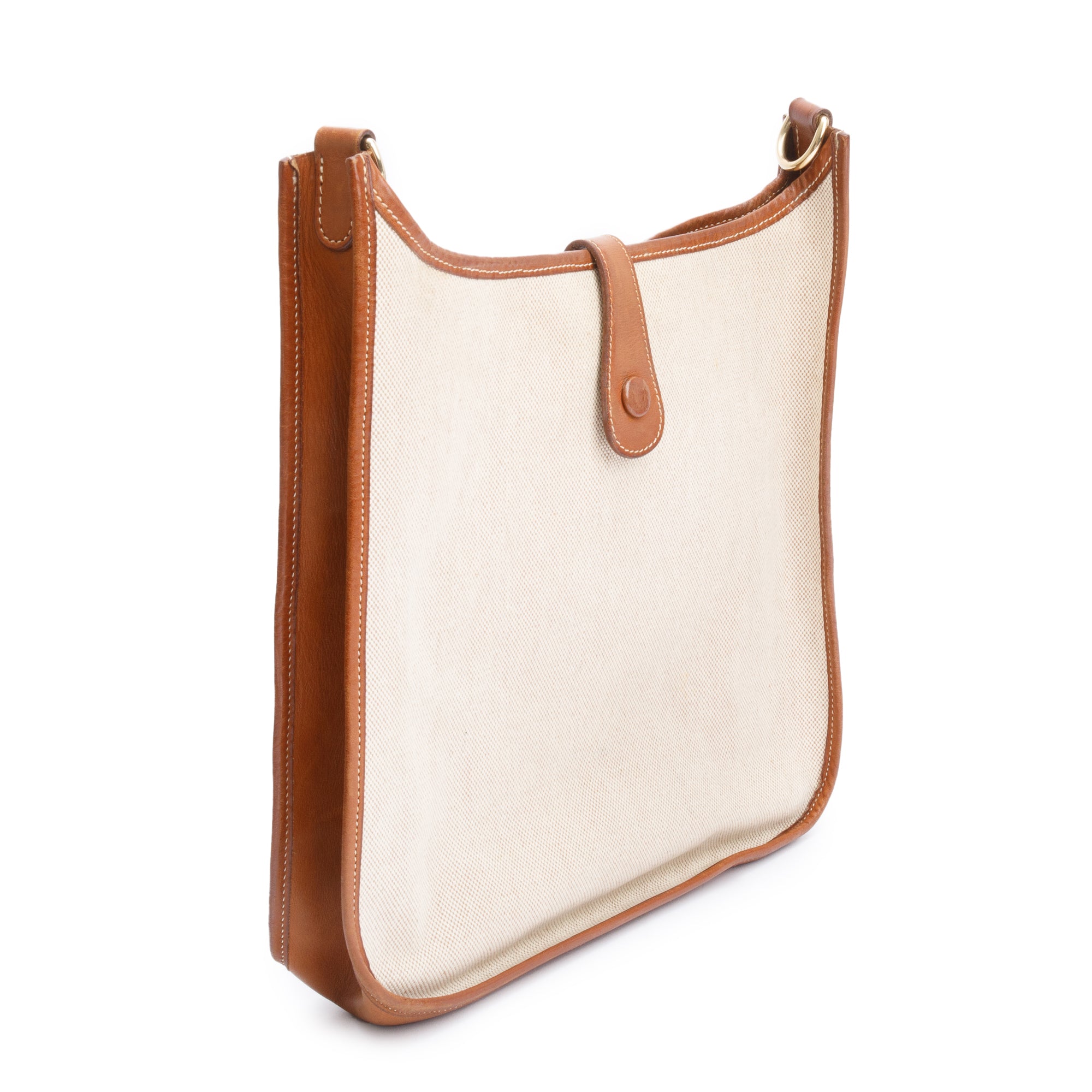 Hermes Vintage Natural Fauve Toile Barenia Evelyne I GM