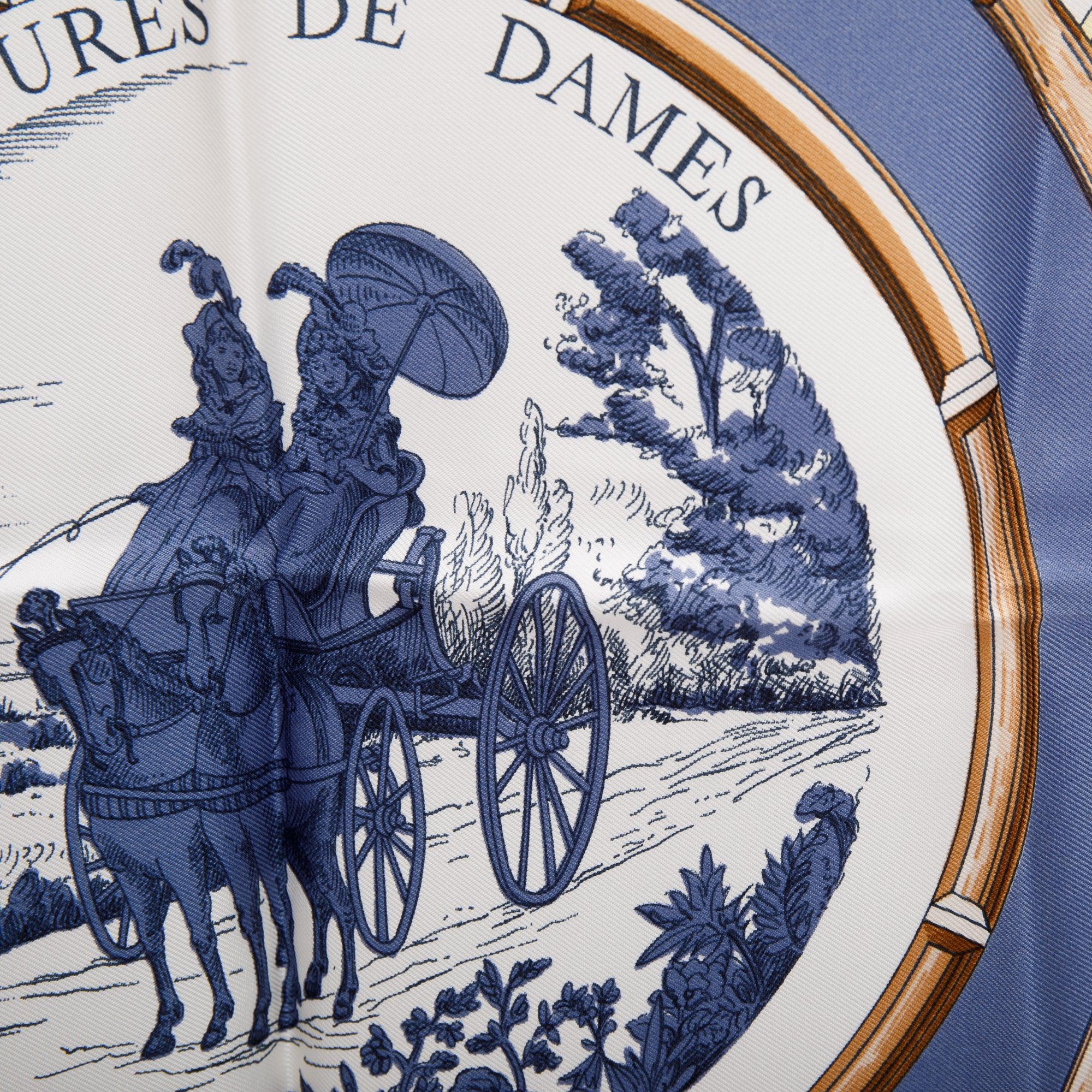 Hermes 'Voltures de Dames' Multicolour Silk Scarf 90 w/ Box