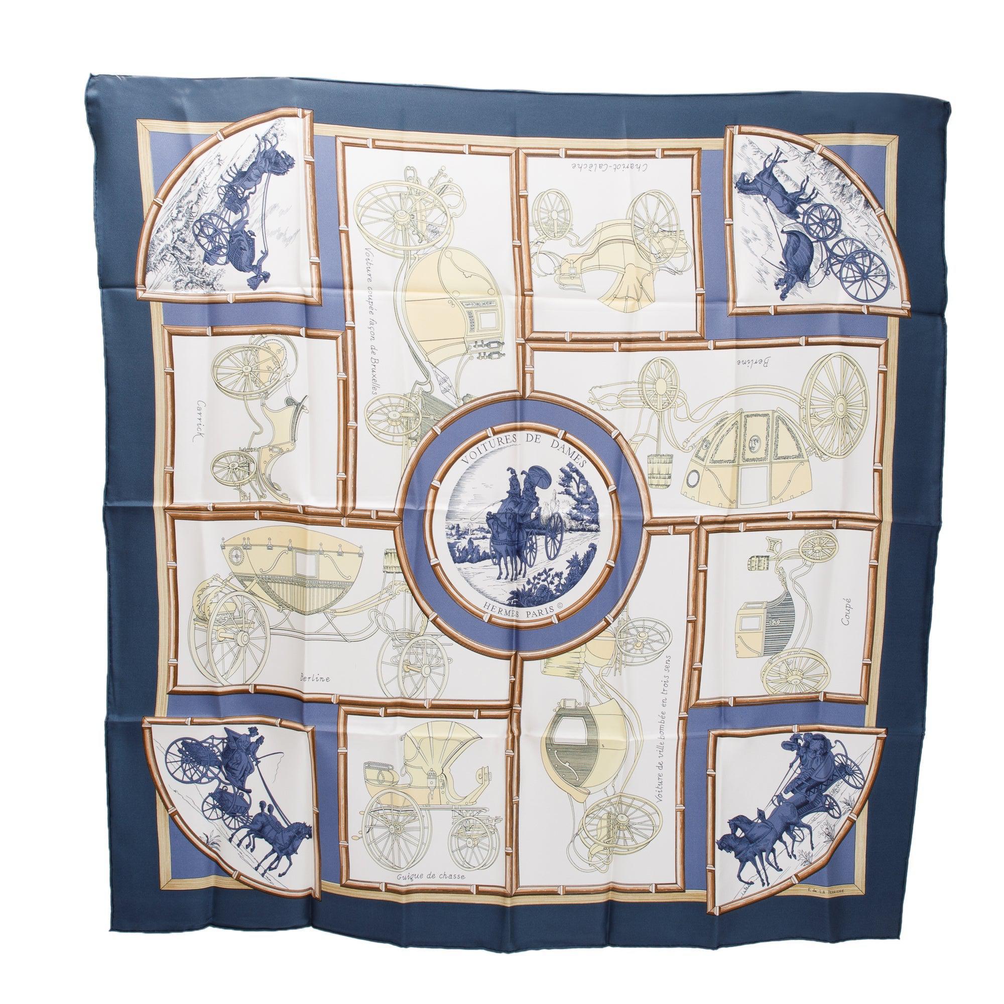 Hermes 'Voltures de Dames' Multicolour Silk Scarf 90 w/ Box