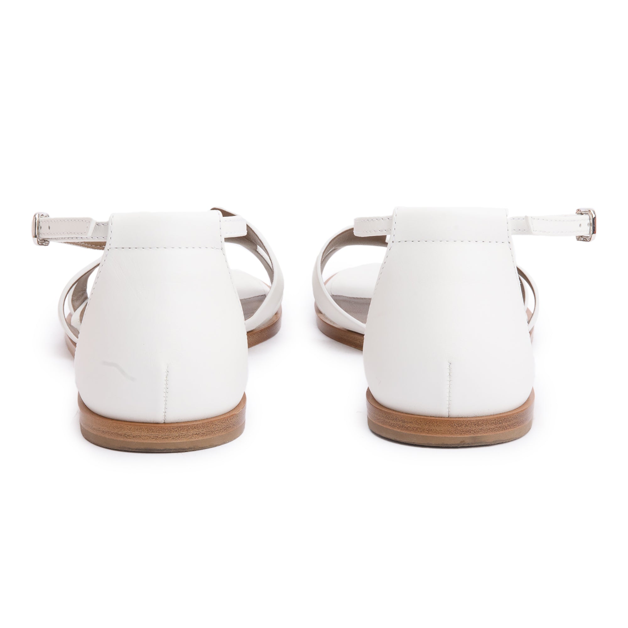 Hermes White Calfskin Leather Santorini Sandals, Size 39 w/ Box