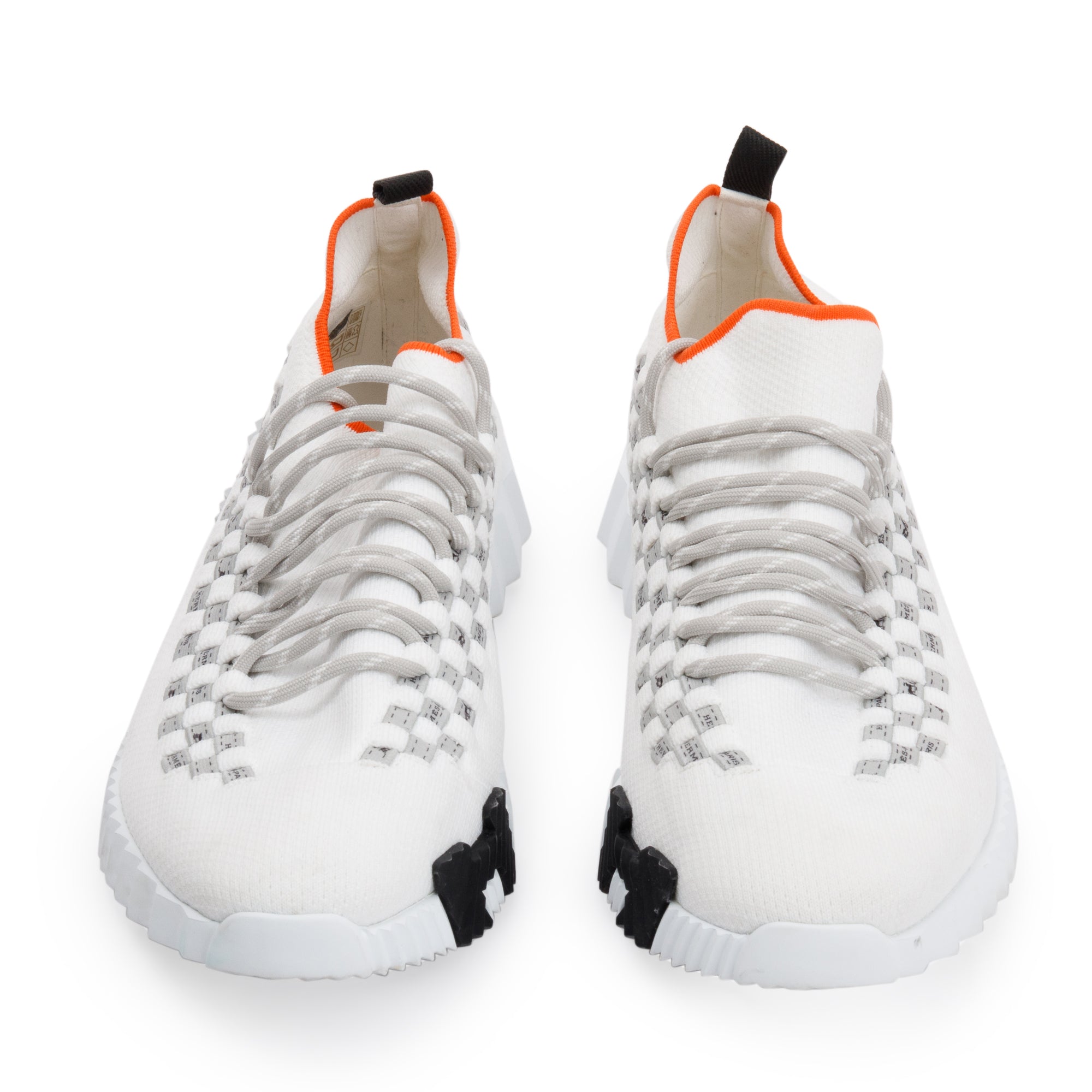 Hermes White Knit Bolduc Flex Slip-On Sneakers, Size 42