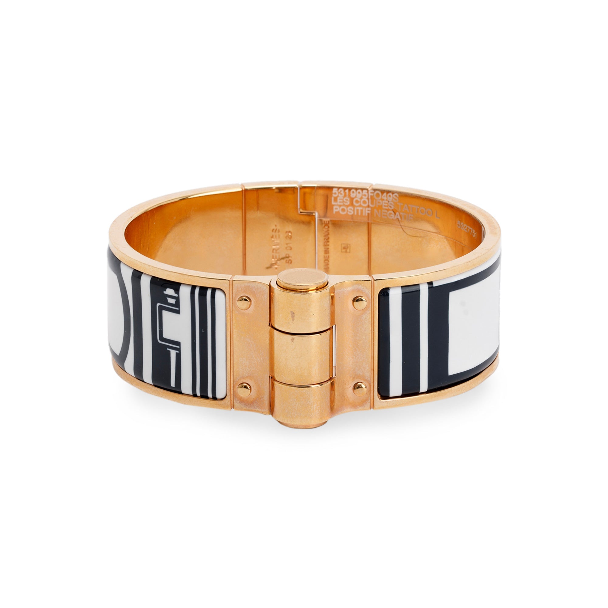 Hermes Wide Hinged Enamel Bracelet w/ Box