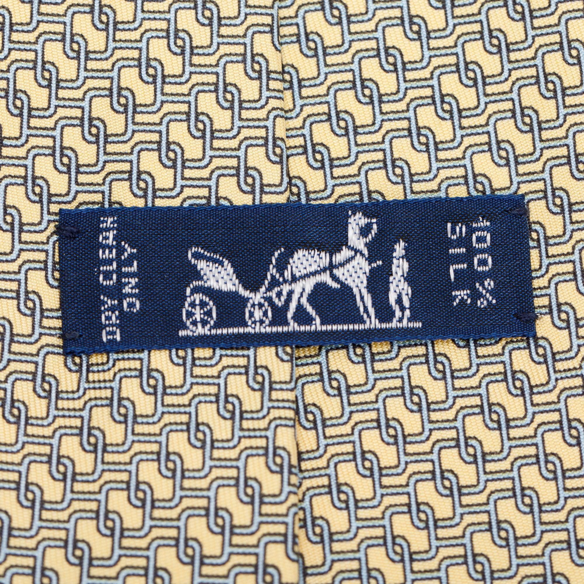 Hermes Yellow 5531 UA Printed Silk Tie
