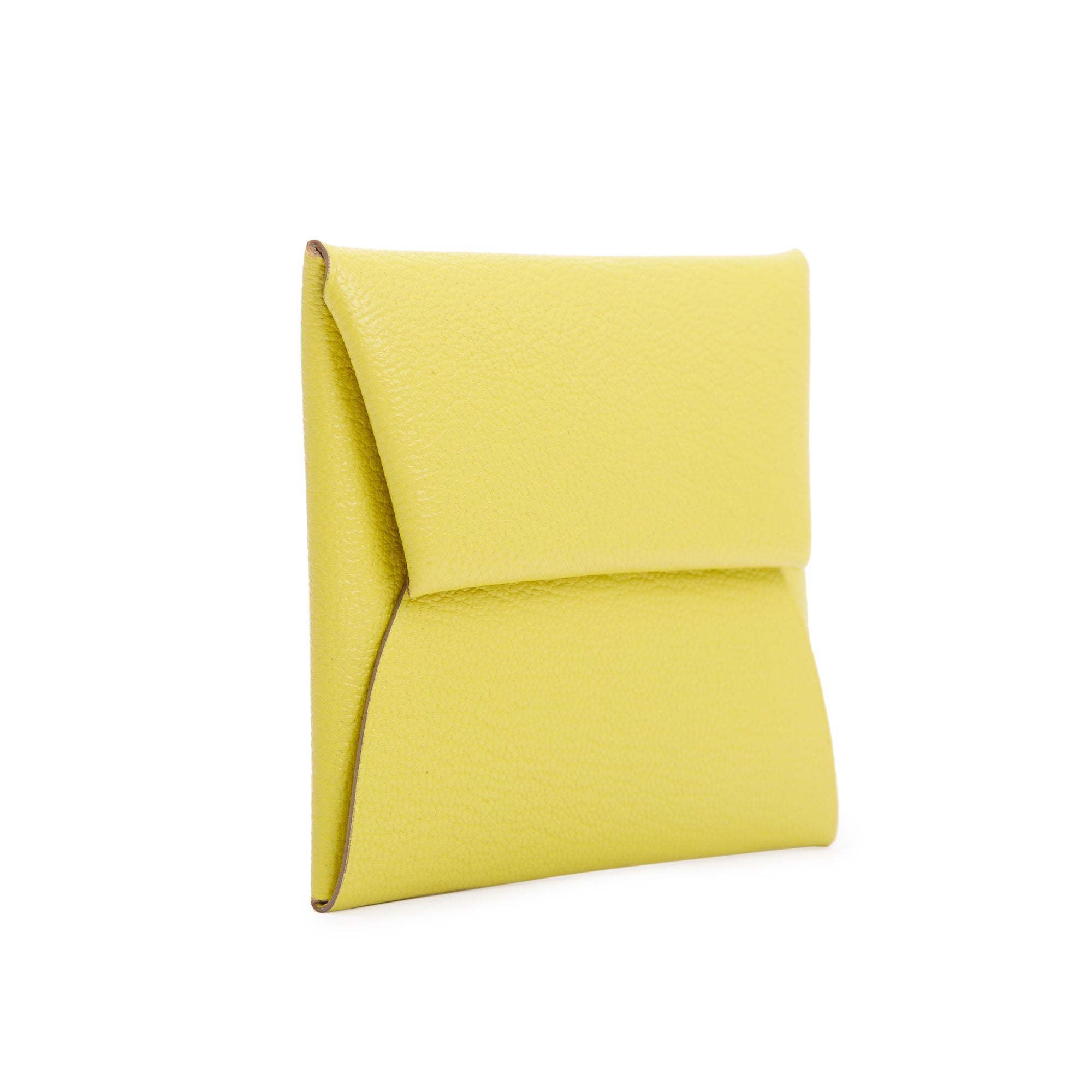 Hermes Yellow Chevre Mysore Bastia Coin Pouch w/ Box