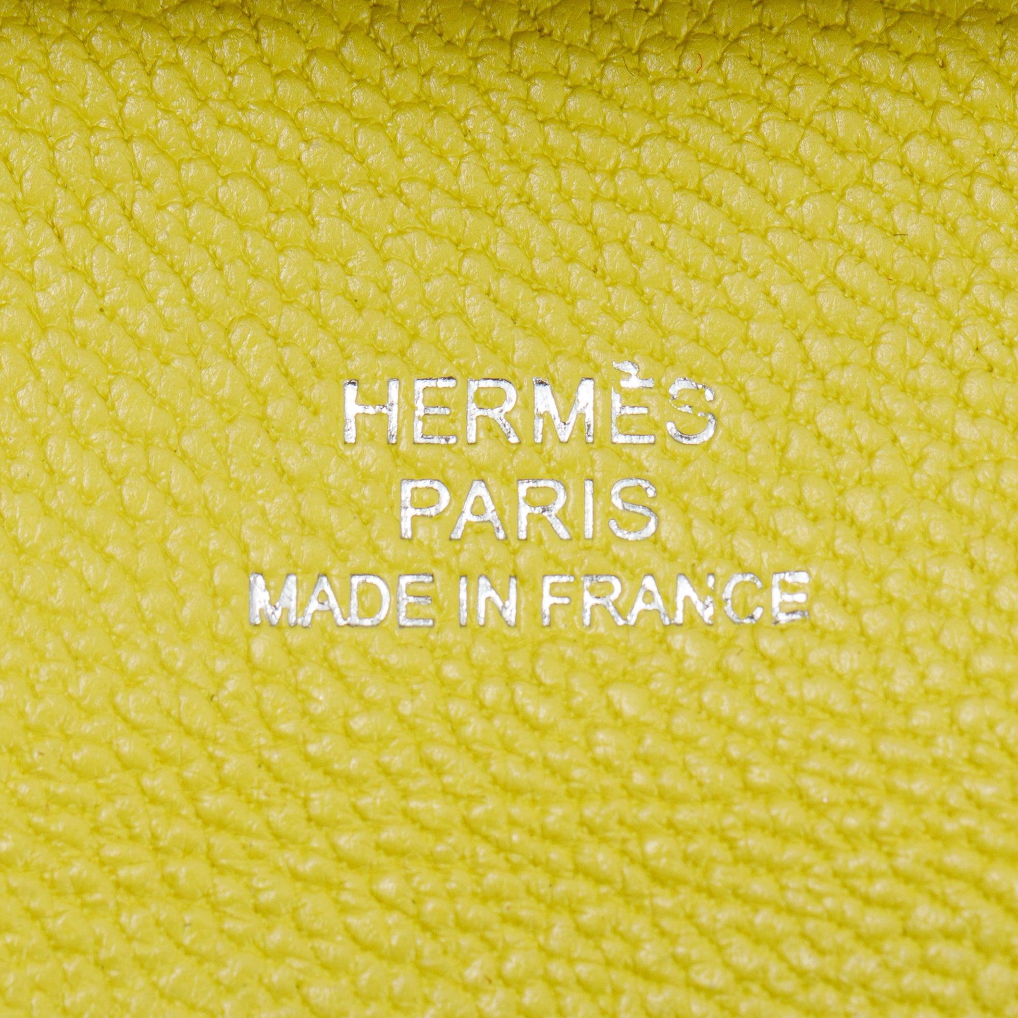 Hermes Yellow Chevre Mysore Bastia Coin Pouch w/ Box