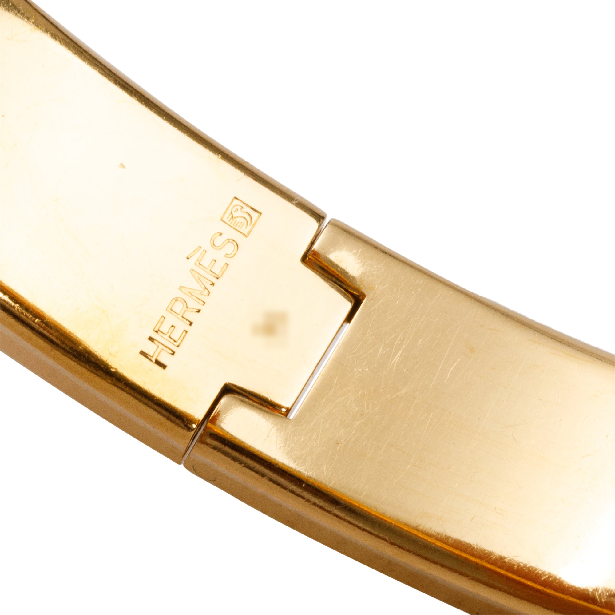 Hermes Yellow Gold-Plated Black Enamel 12 MM Clic H Bracelet