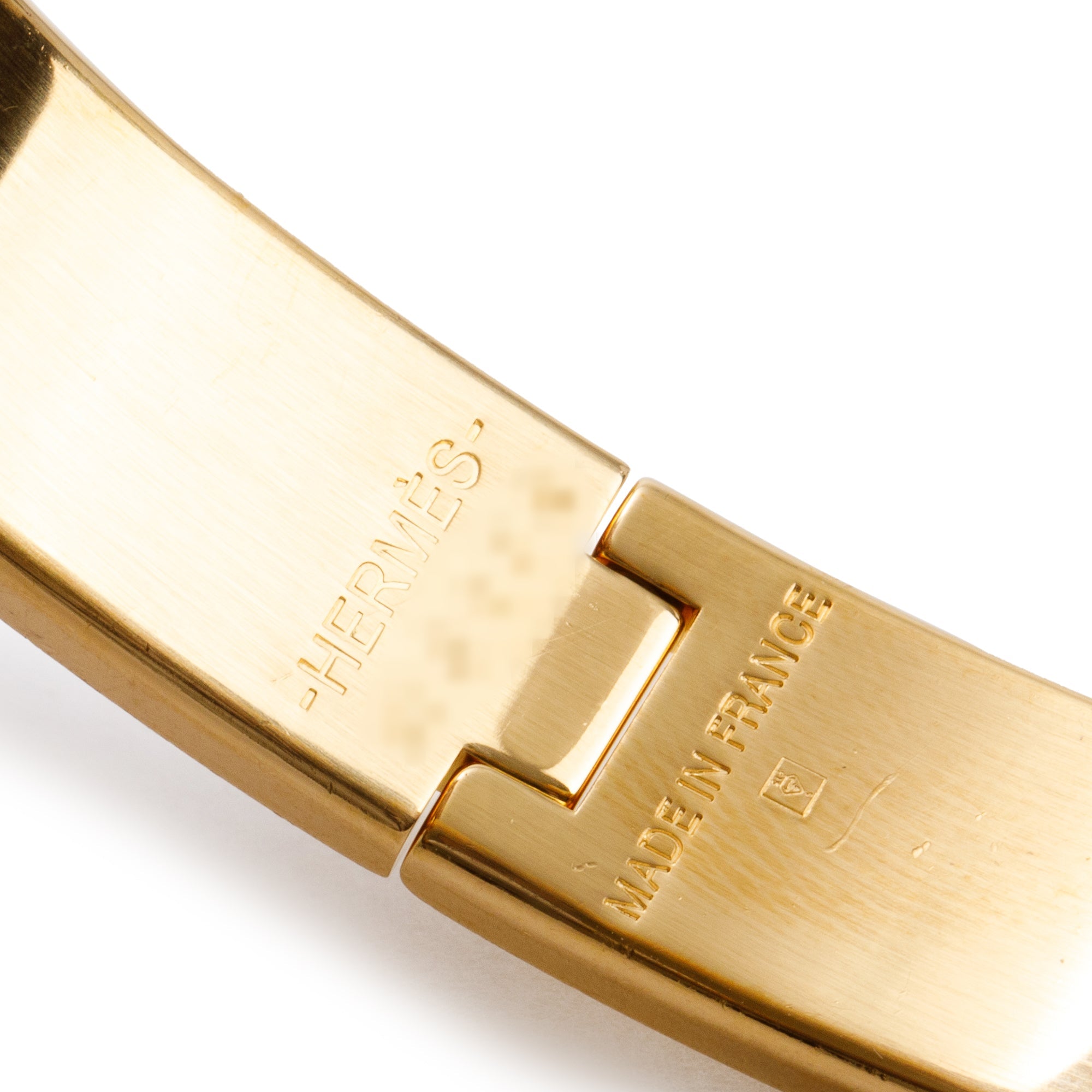 Hermes Yellow Gold-Plated White Enamel 12 MM Clic H Bracelet