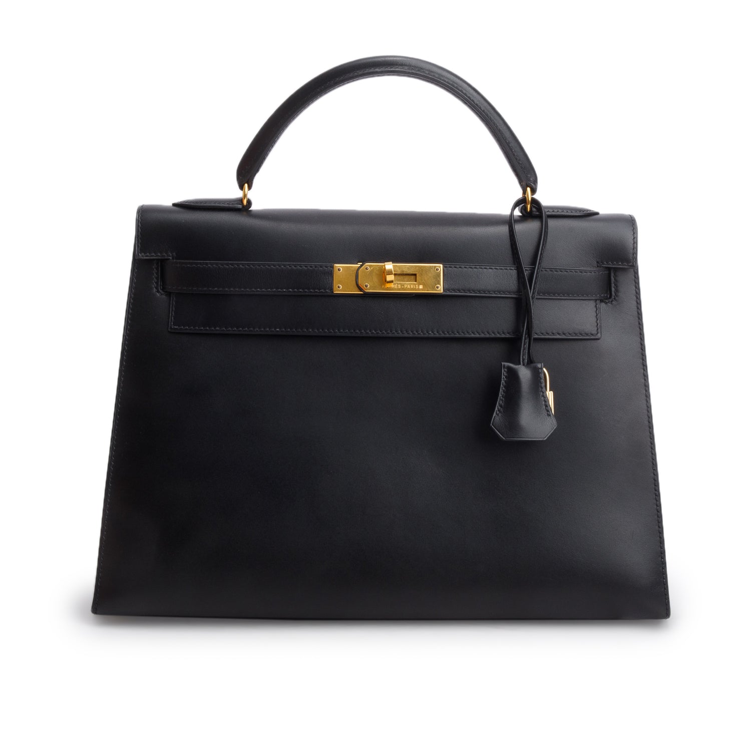 Hermes Vintage Noir Box Kelly Sellier 32 w/ Strap