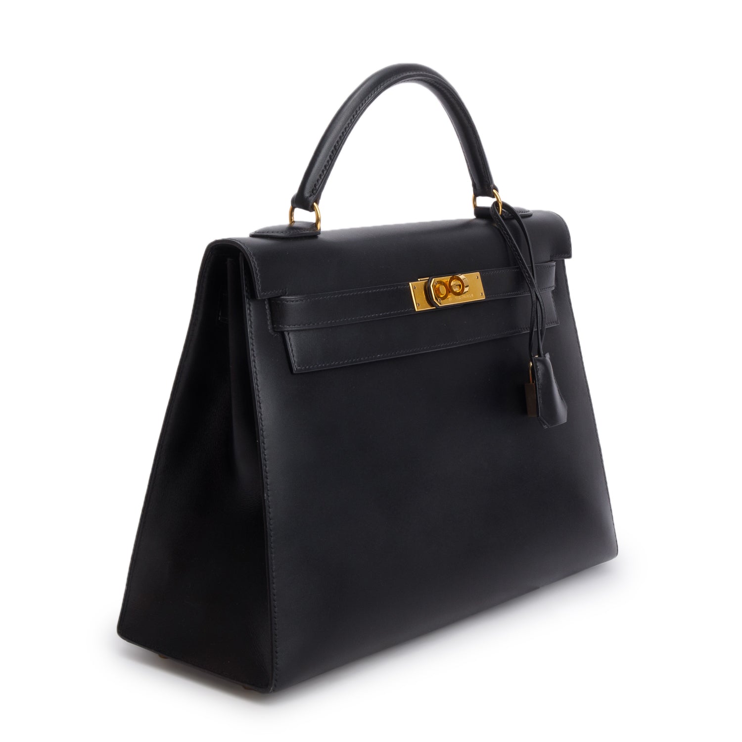 Hermes Vintage Noir Box Kelly Sellier 32 w/ Strap