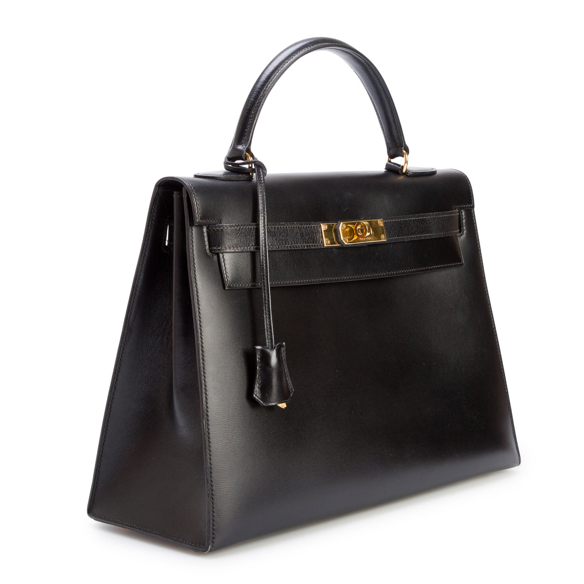 Hermes Vintage Noir Box Kelly Sellier 32 w/ Strap & Box