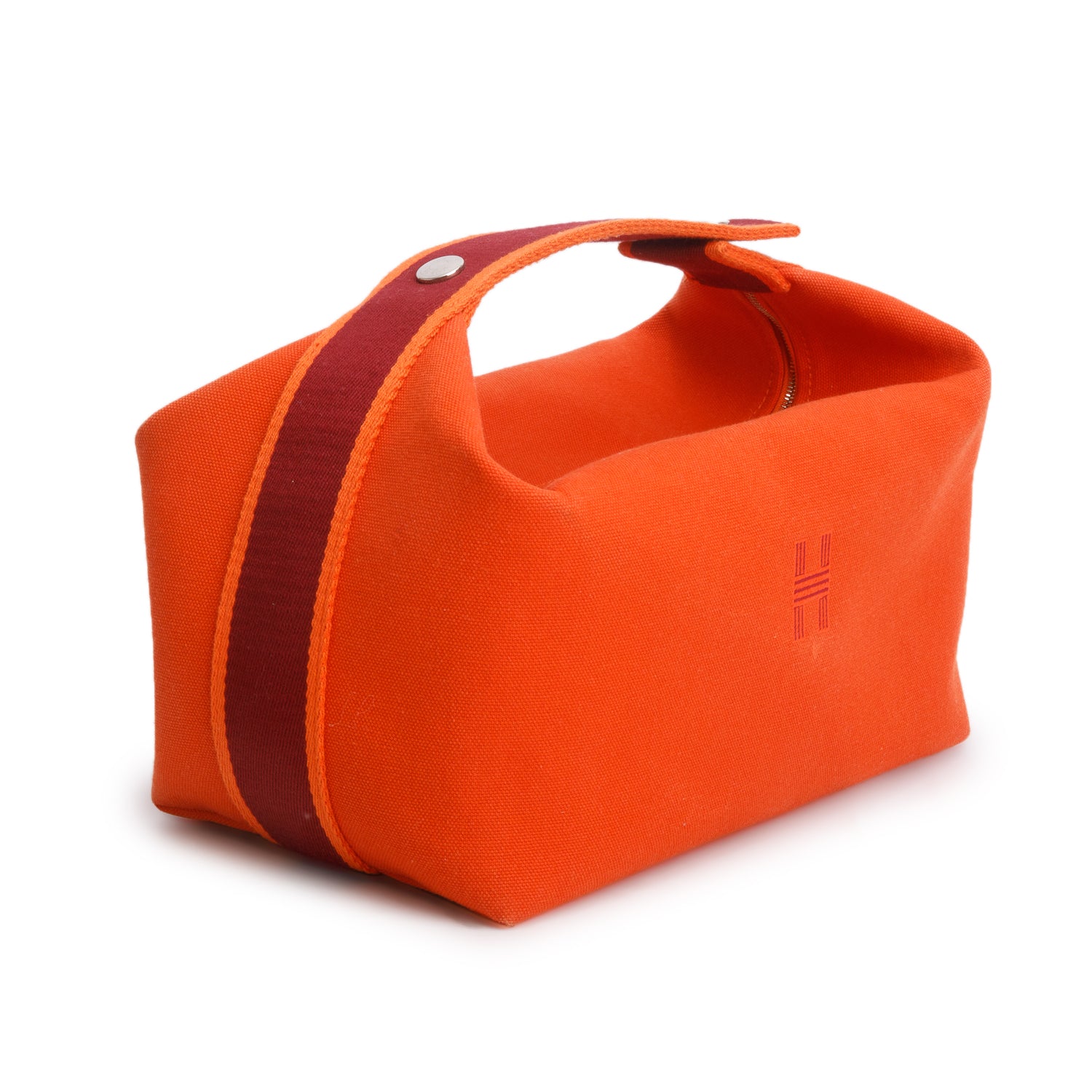 Hermes Orange Feu Canvas Large Bride-A-Brac Pouch